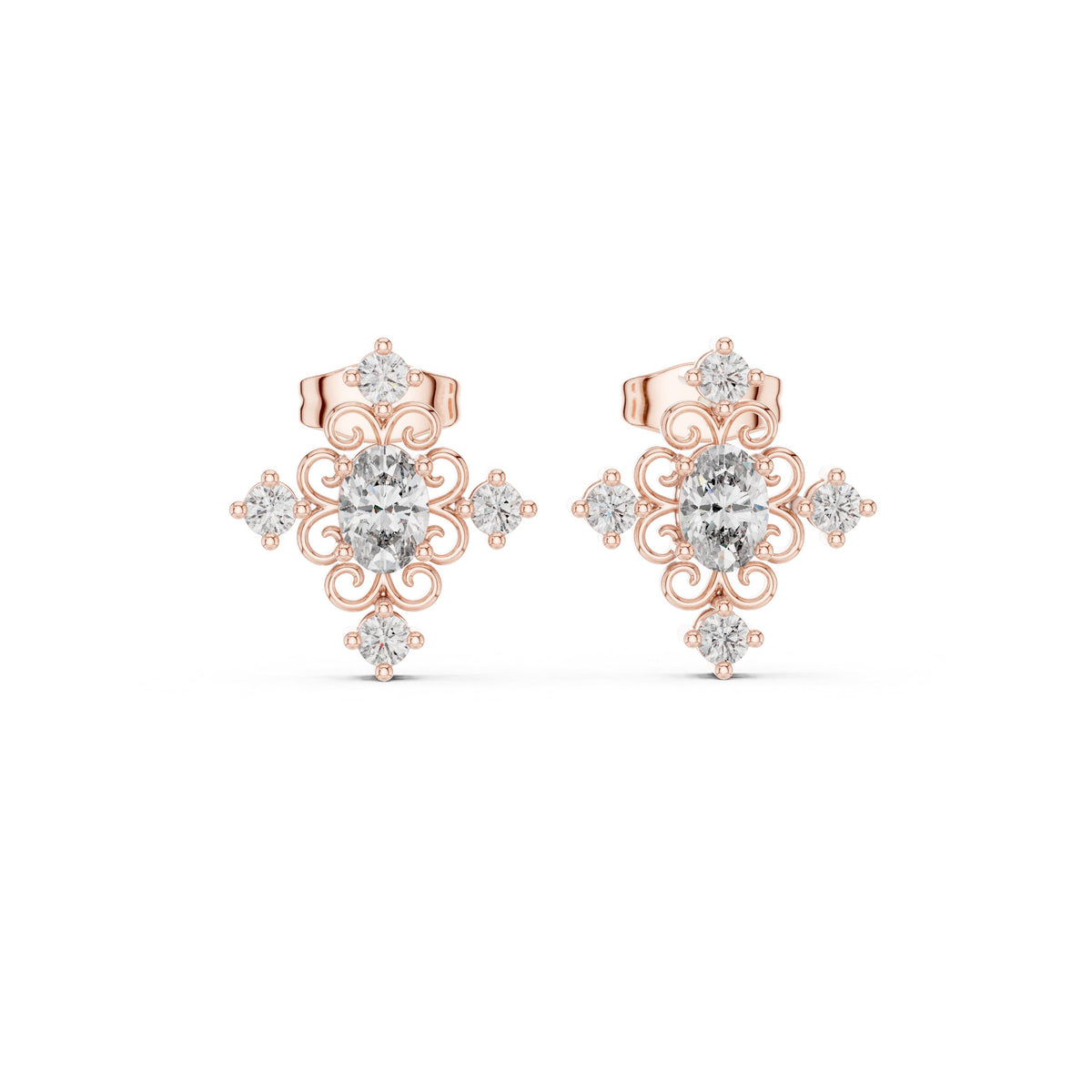 Cushion Frame Pave Diamond Stud Earrings