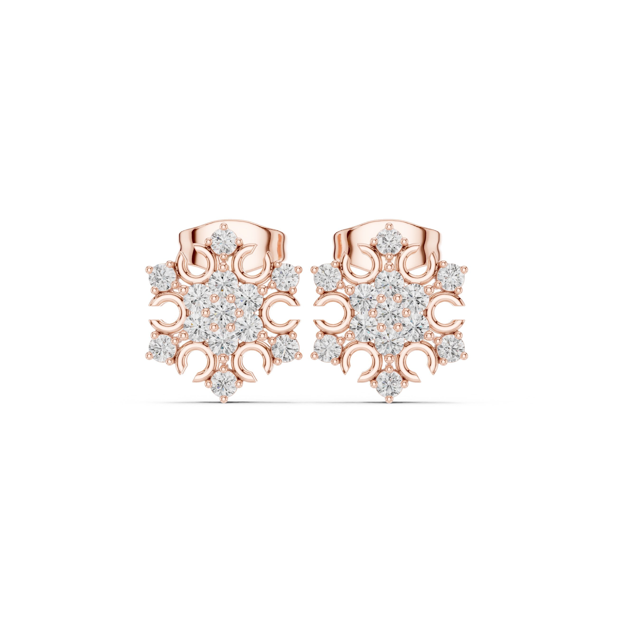 حلقان متدلية Radiant Frame Pavé المرصعة بالماس in Rose Gold - VYKA Diamonds