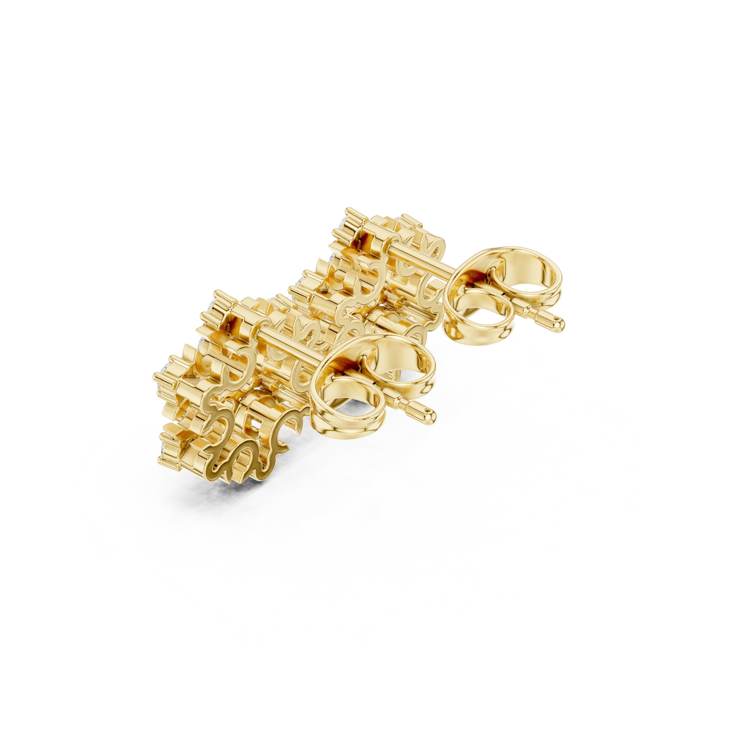 حلقان متدلية Radiant Frame Pavé المرصعة بالماس in Yellow Gold - VYKA Diamonds