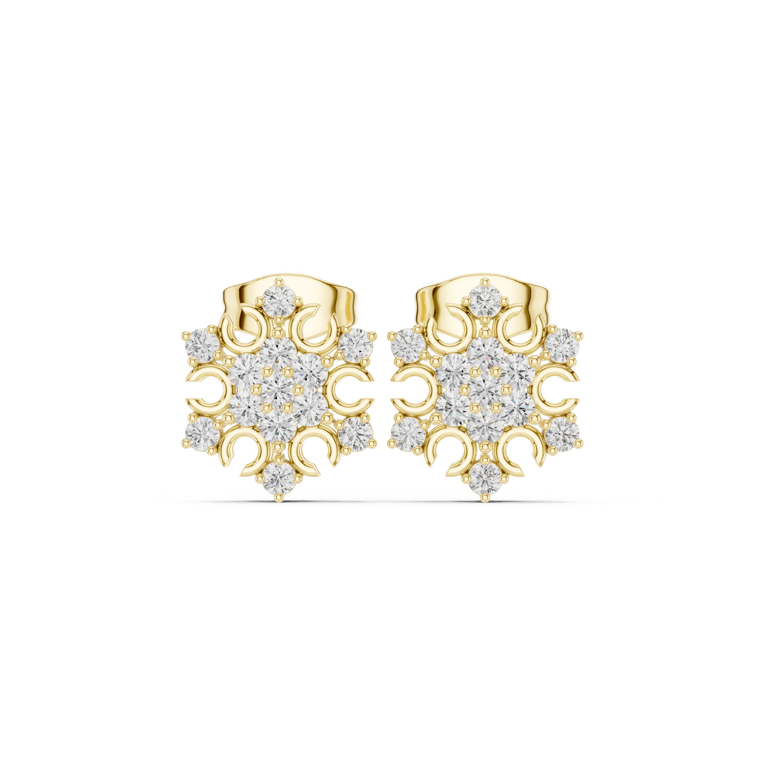 حلقان متدلية Radiant Frame Pavé المرصعة بالماس in Yellow Gold - VYKA Diamonds