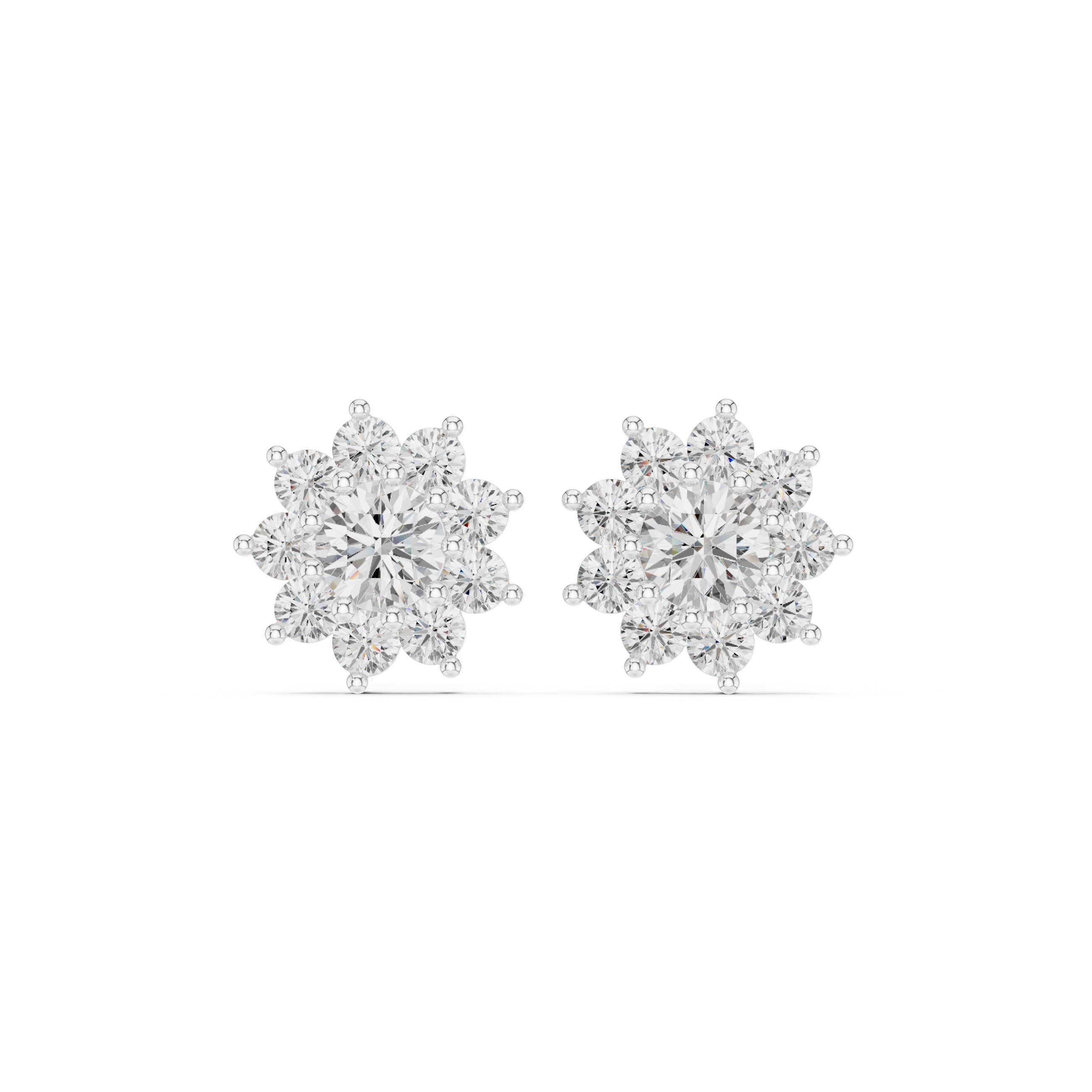 Radiant Vintage Frame Diamond Stud Earrings in White Gold - VYKA Diamonds