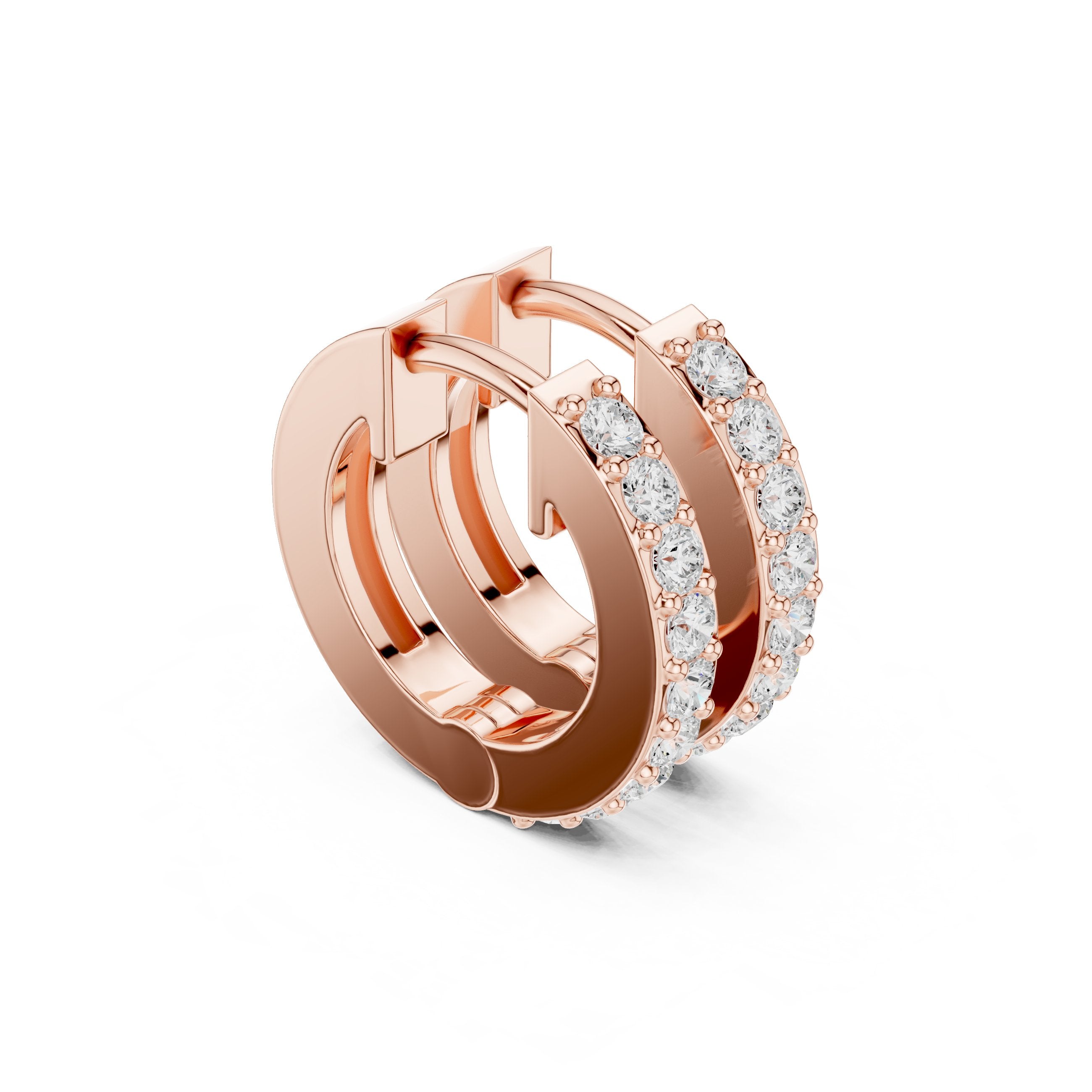 Cushion Ornate Hoop Diamond Earrings in Rose Gold - VYKA Diamonds