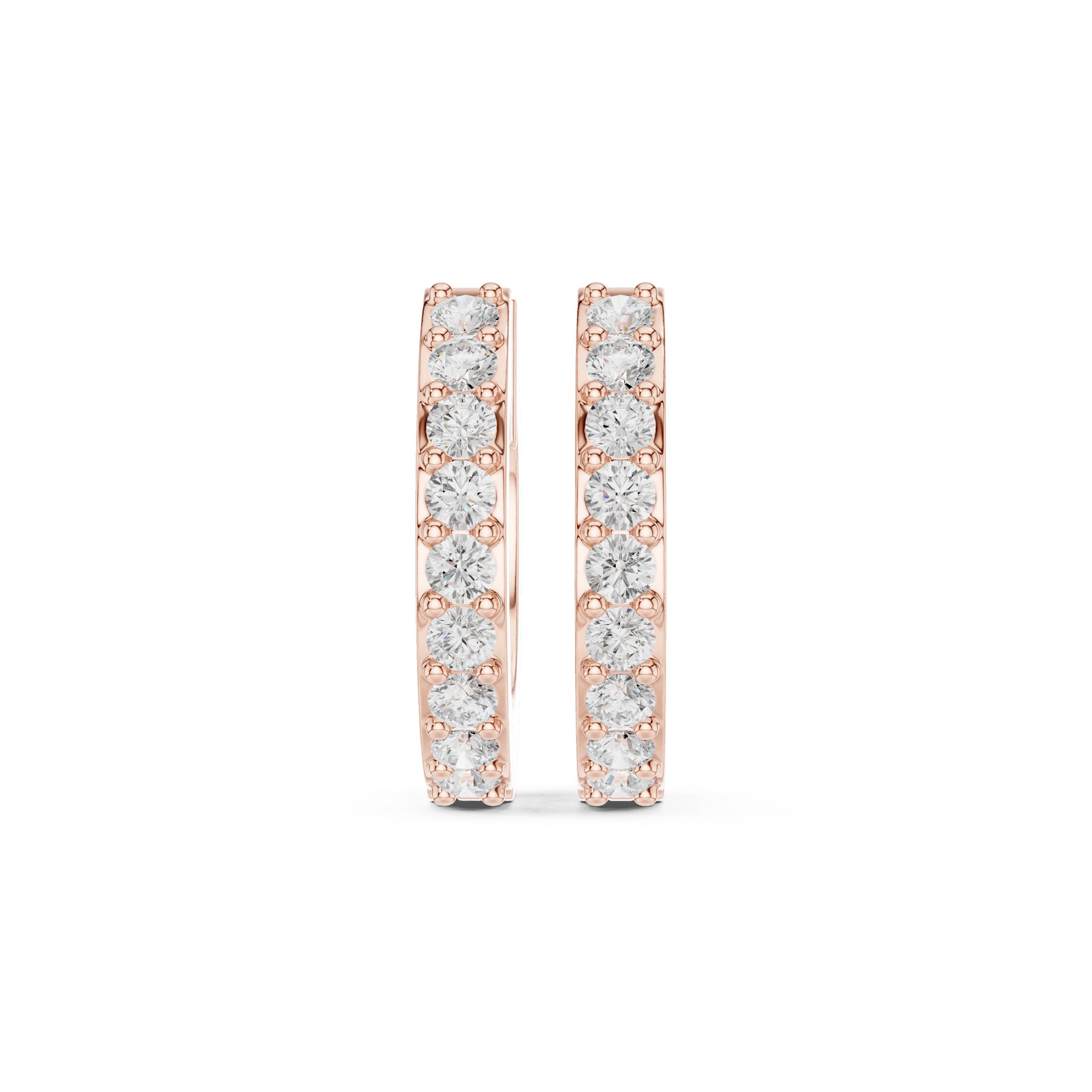 Cushion Ornate Hoop Diamond Earrings in Rose Gold - VYKA Diamonds