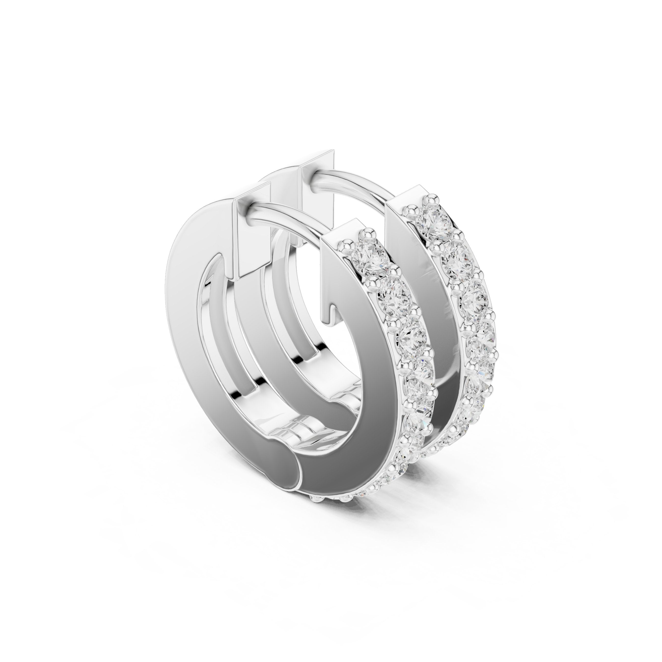 Cushion Ornate Hoop Diamond Earrings in White Gold - VYKA Diamonds
