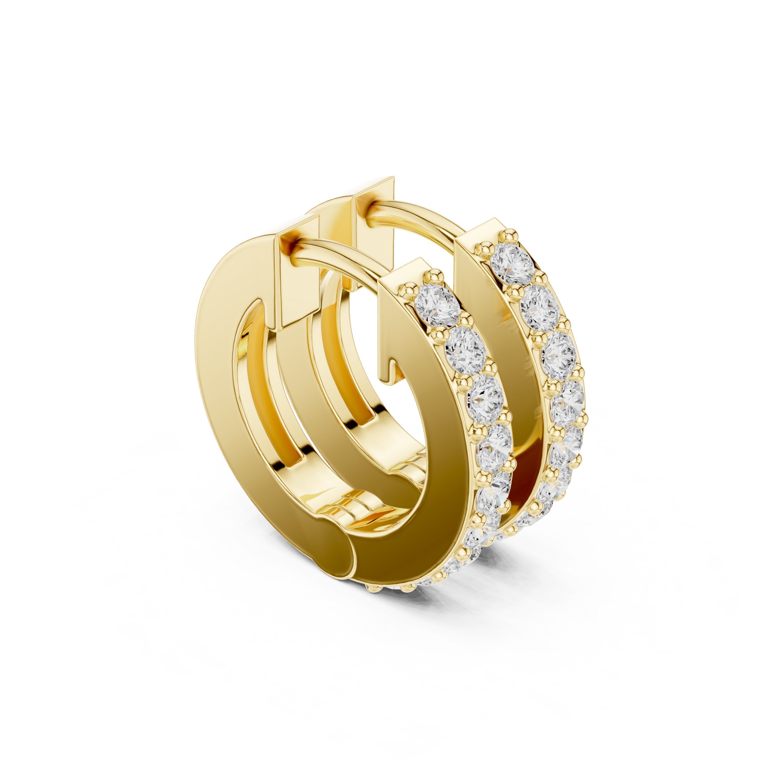 Cushion Ornate Hoop Diamond Earrings in Yellow Gold - VYKA Diamonds
