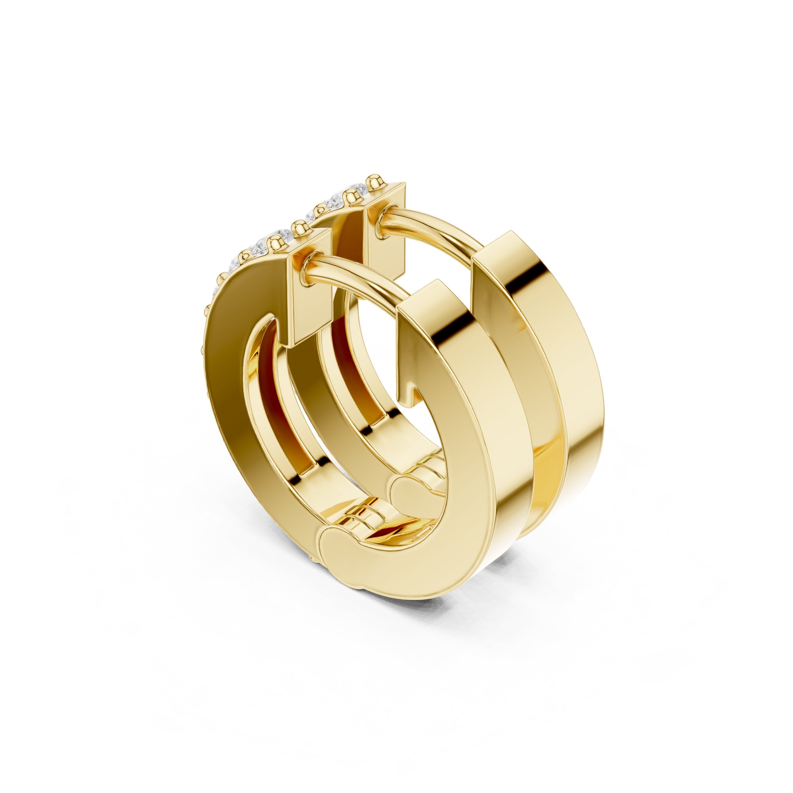 Cushion Ornate Hoop Diamond Earrings in Yellow Gold - VYKA Diamonds