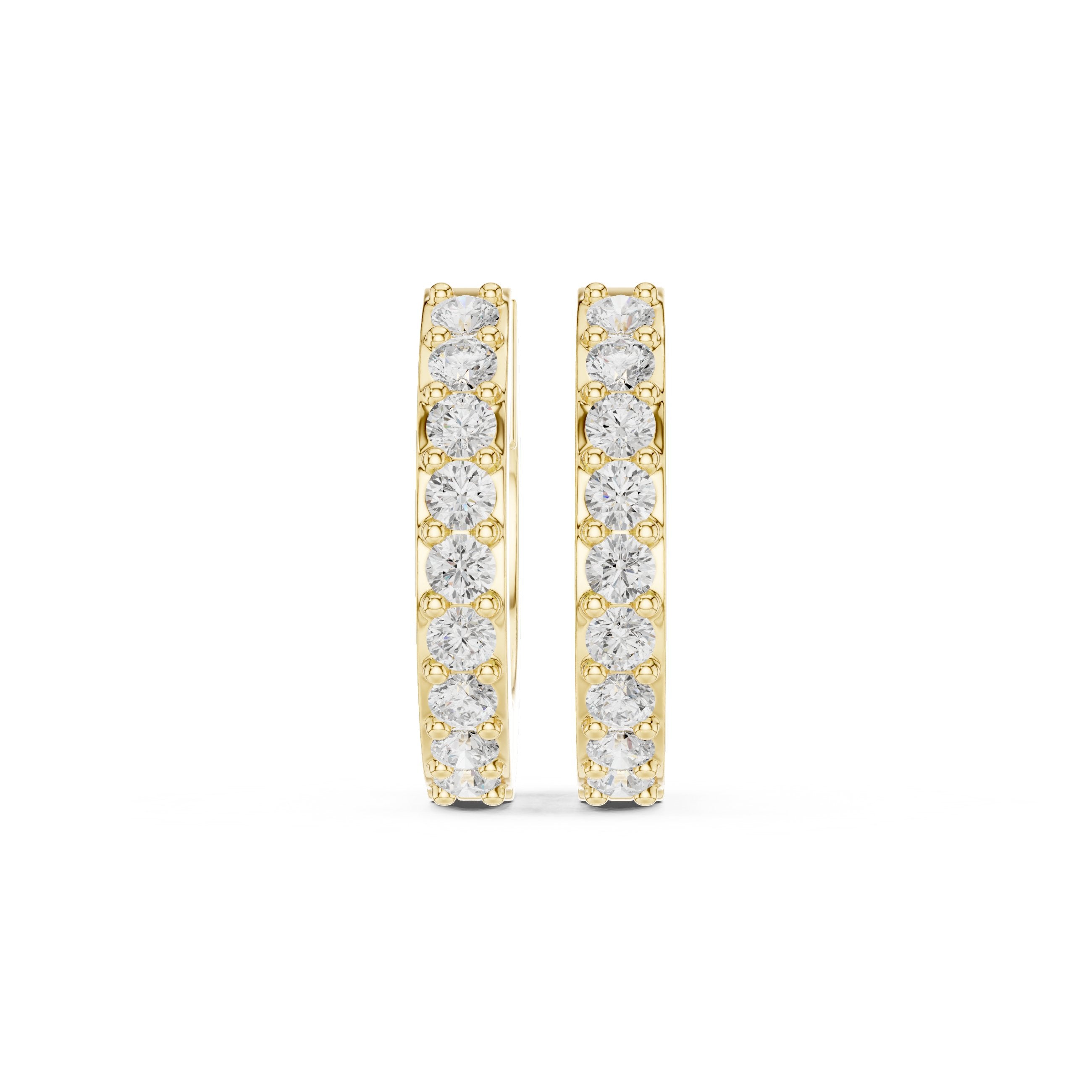 Cushion Ornate Hoop Diamond Earrings in Yellow Gold - VYKA Diamonds