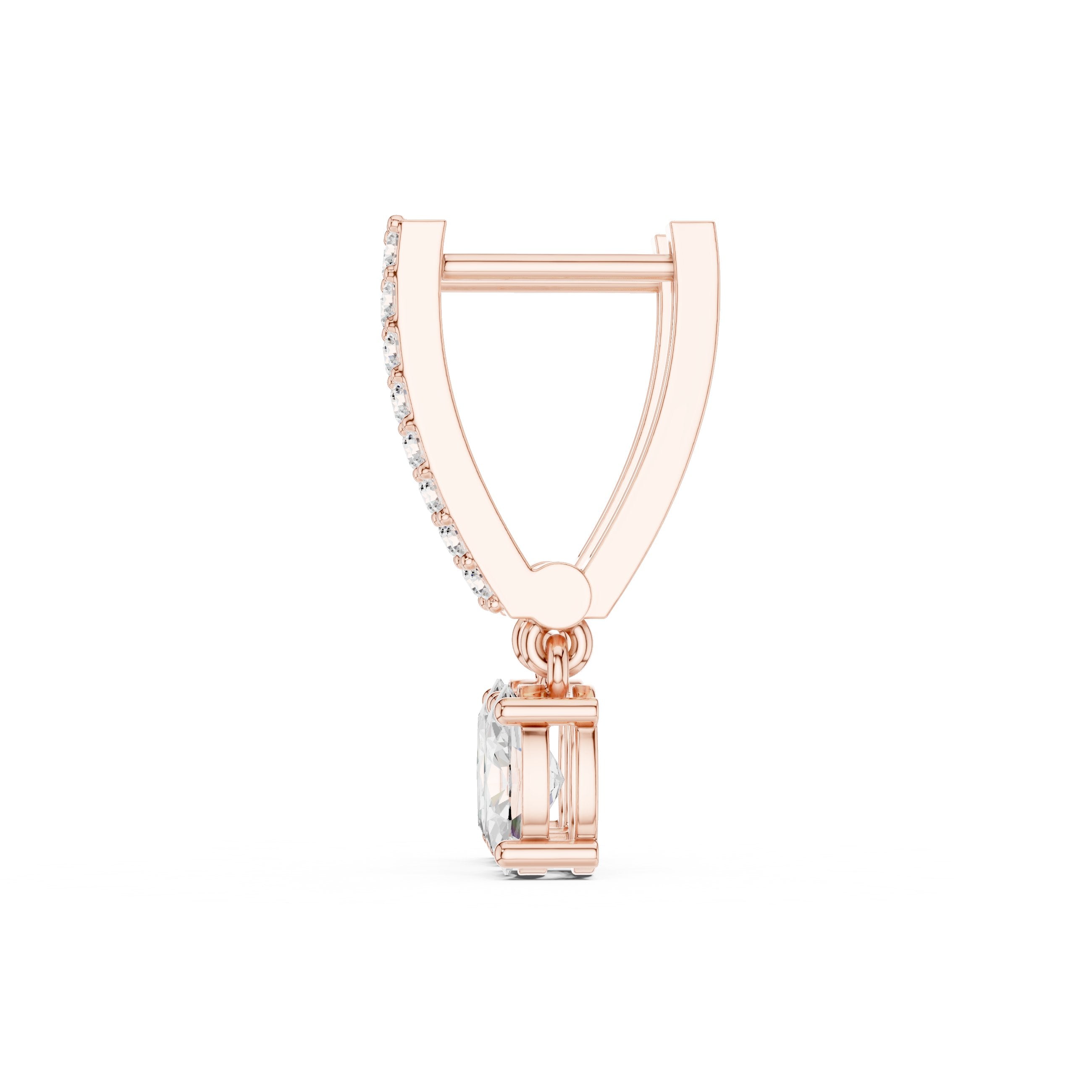 Radiant Ornate Drop Diamond Earrings in Rose Gold - VYKA Diamonds