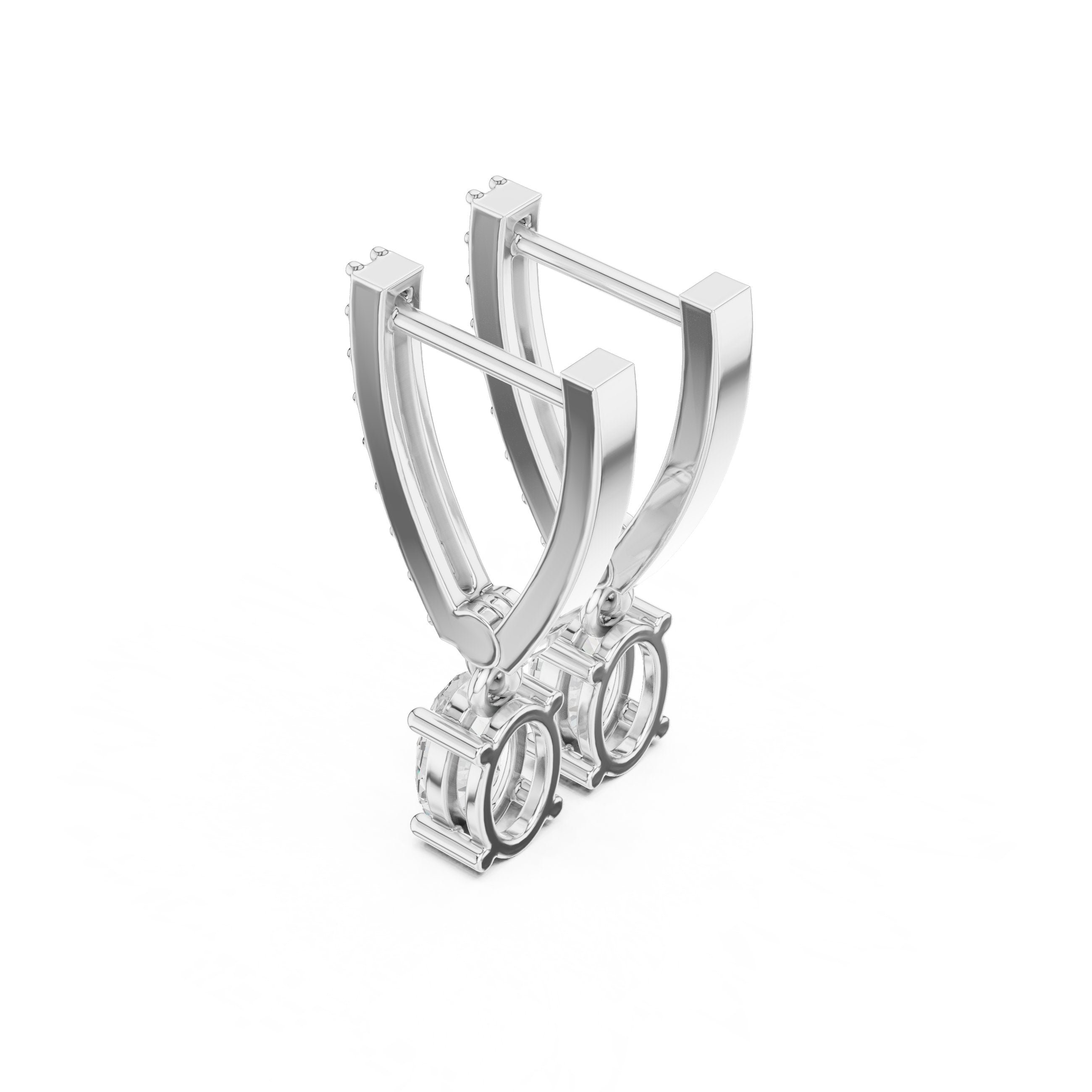 Radiant Ornate Drop Diamond Earrings in White Gold - VYKA Diamonds