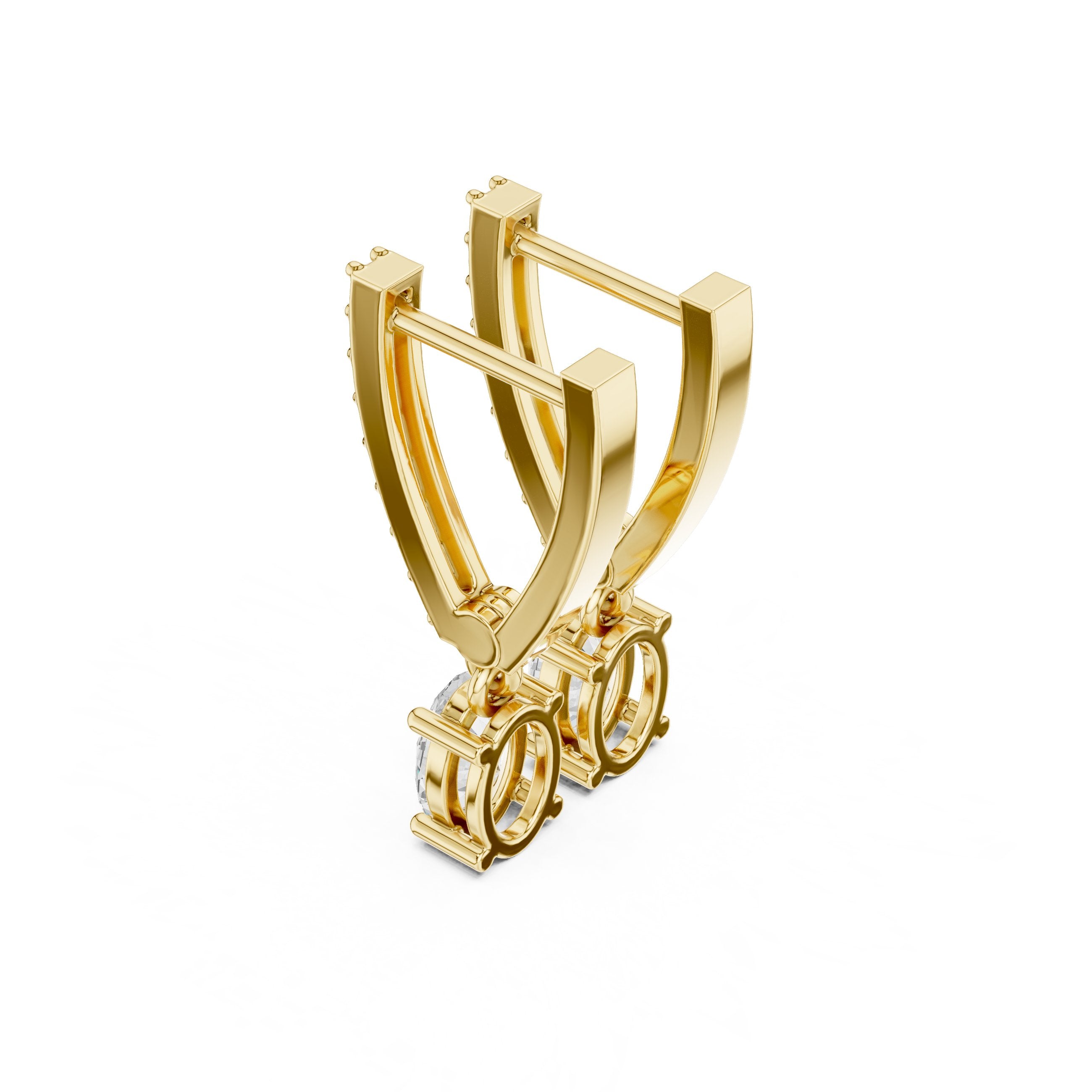 Radiant Ornate Drop Diamond Earrings in Yellow Gold - VYKA Diamonds