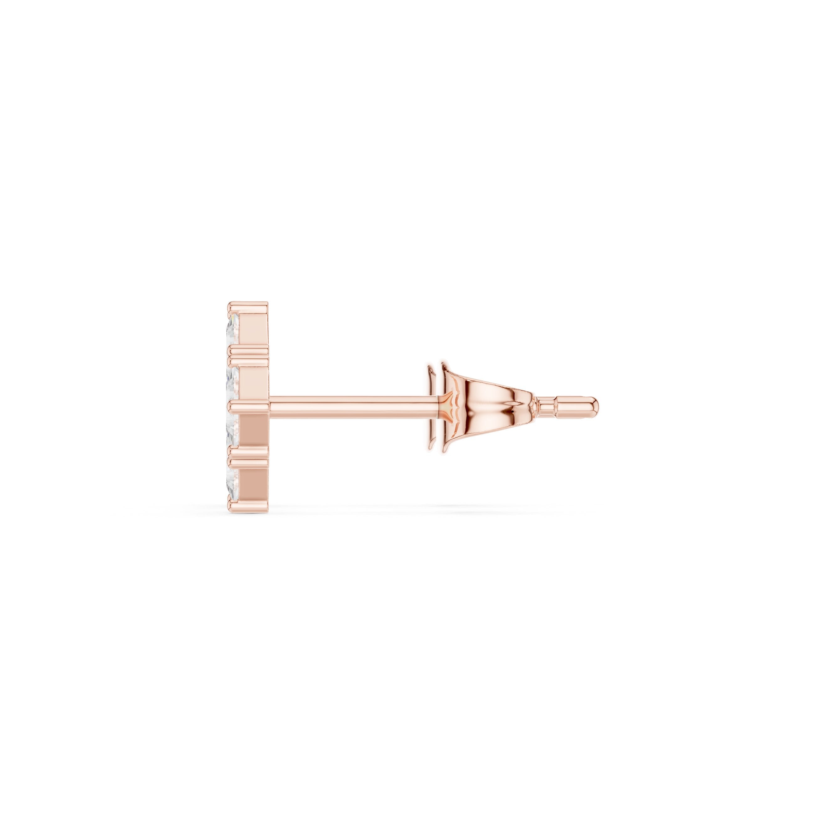 Cushion Tapered Halo Diamond Stud Earrings in Rose Gold - VYKA Diamonds