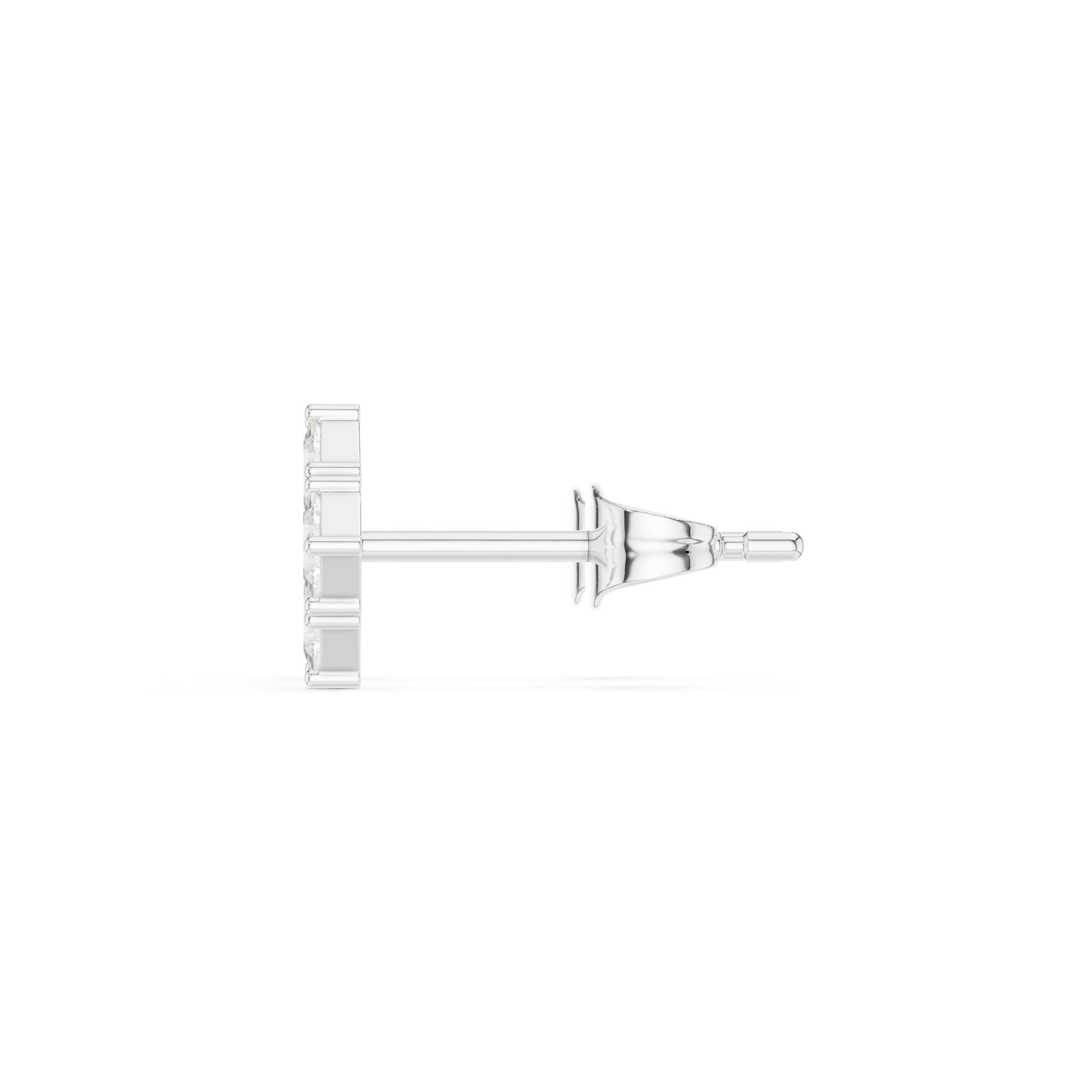 Cushion Tapered Halo Diamond Stud Earrings in White Gold - VYKA Diamonds
