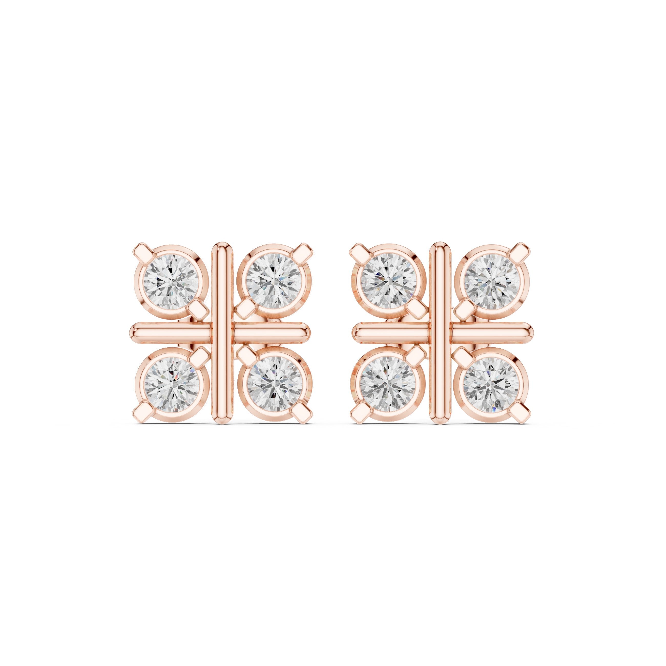 حلقان ألماس هالو متدرجة ولامعة in Rose Gold - VYKA Diamonds