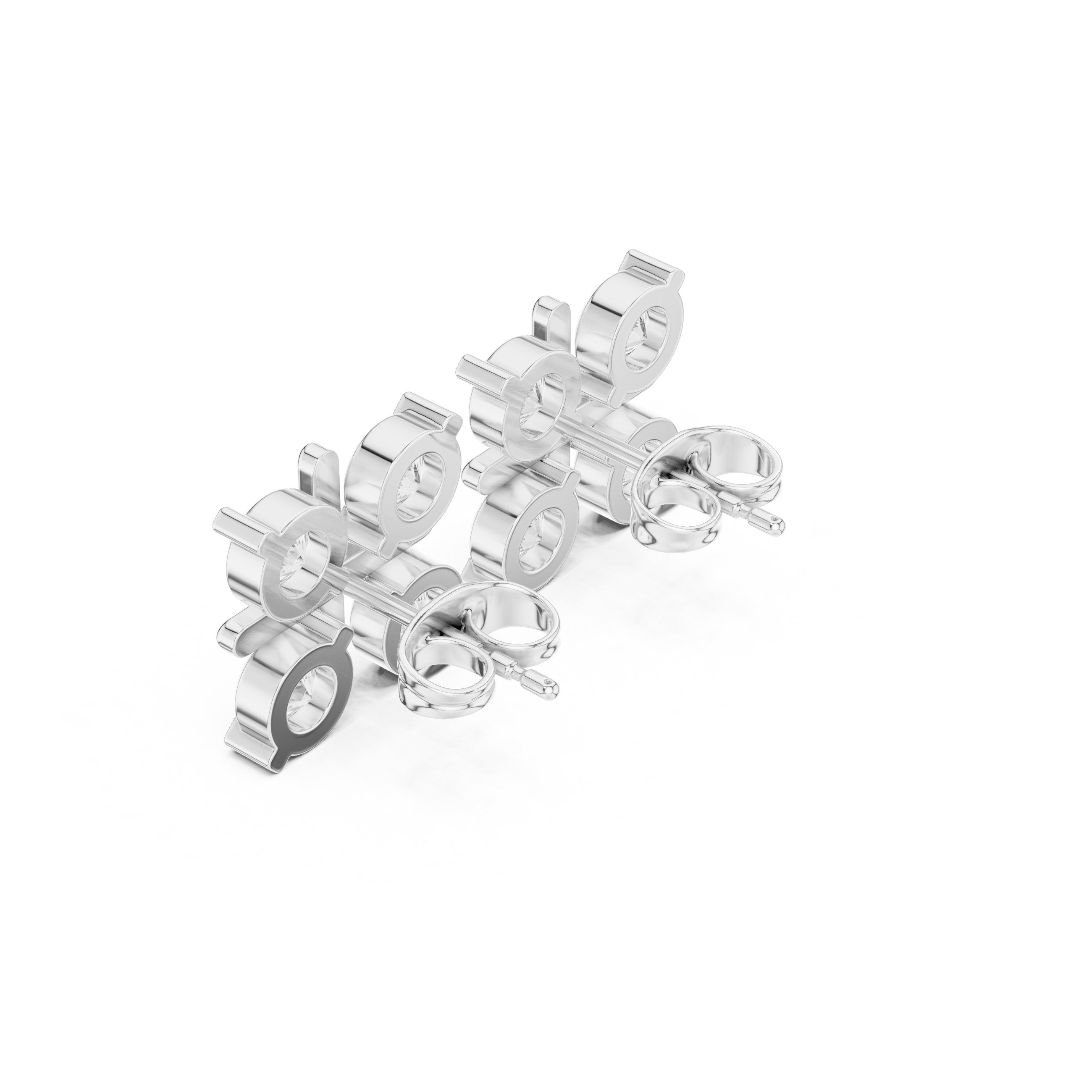 حلقان ألماس هالو متدرجة ولامعة in White Gold - VYKA Diamonds