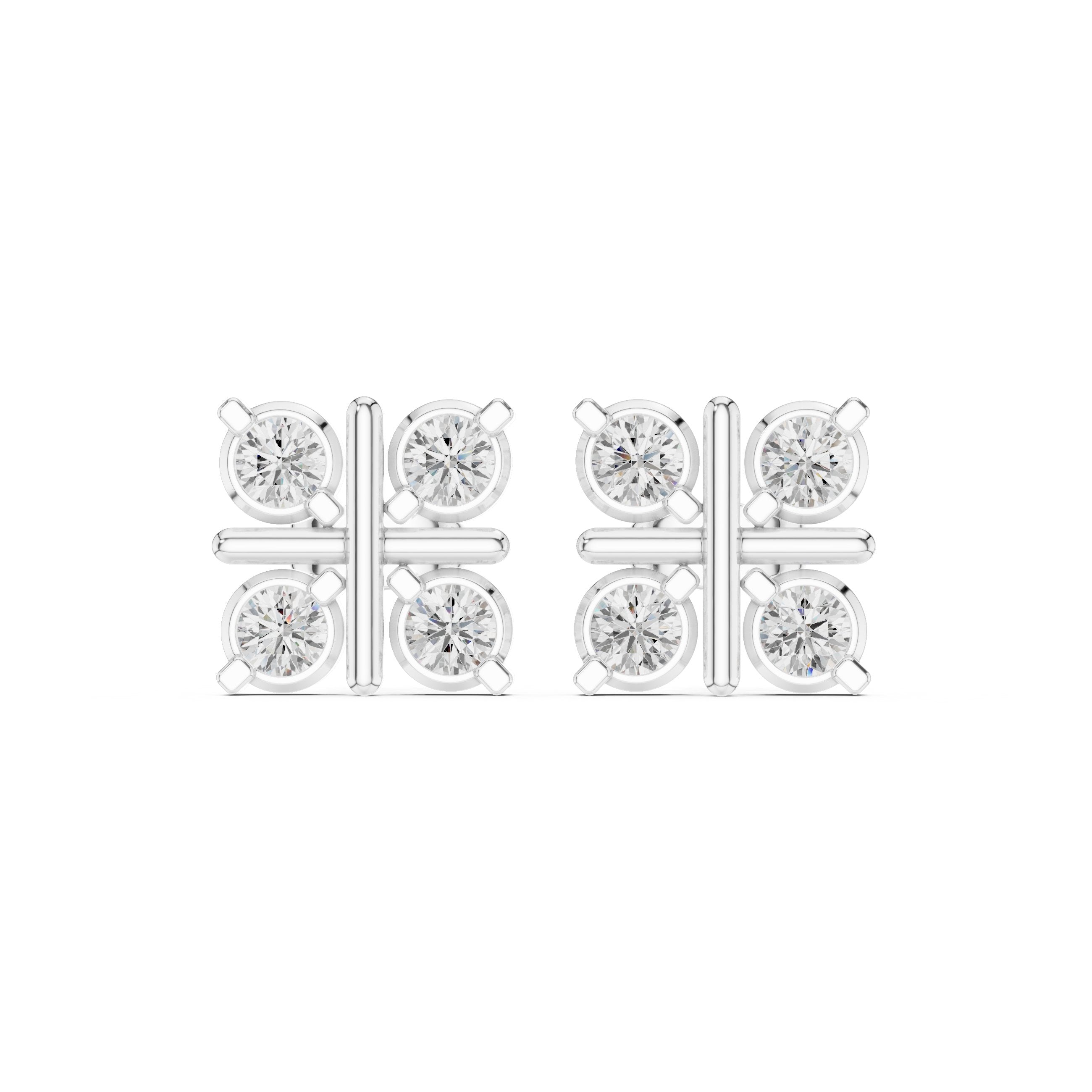 حلقان ألماس هالو متدرجة ولامعة in White Gold - VYKA Diamonds