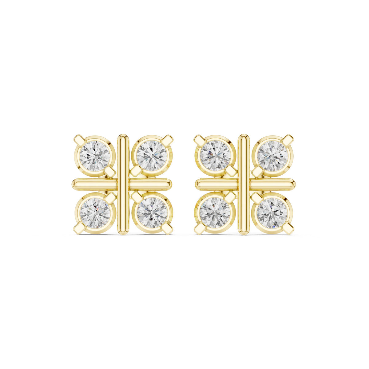Radiant Tapered Halo Diamond Stud Earrings