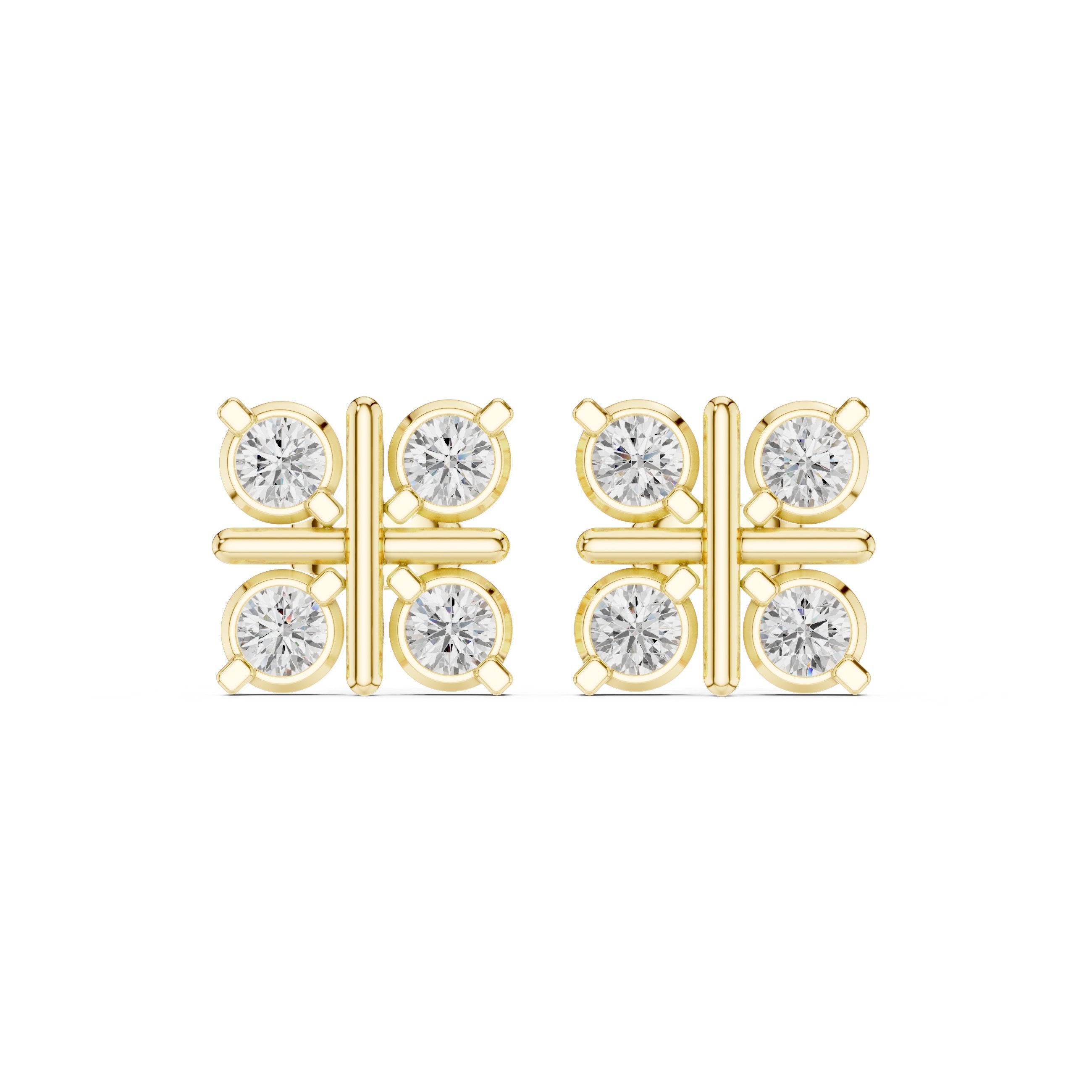 حلقان ألماس هالو متدرجة ولامعة in Yellow Gold - VYKA Diamonds