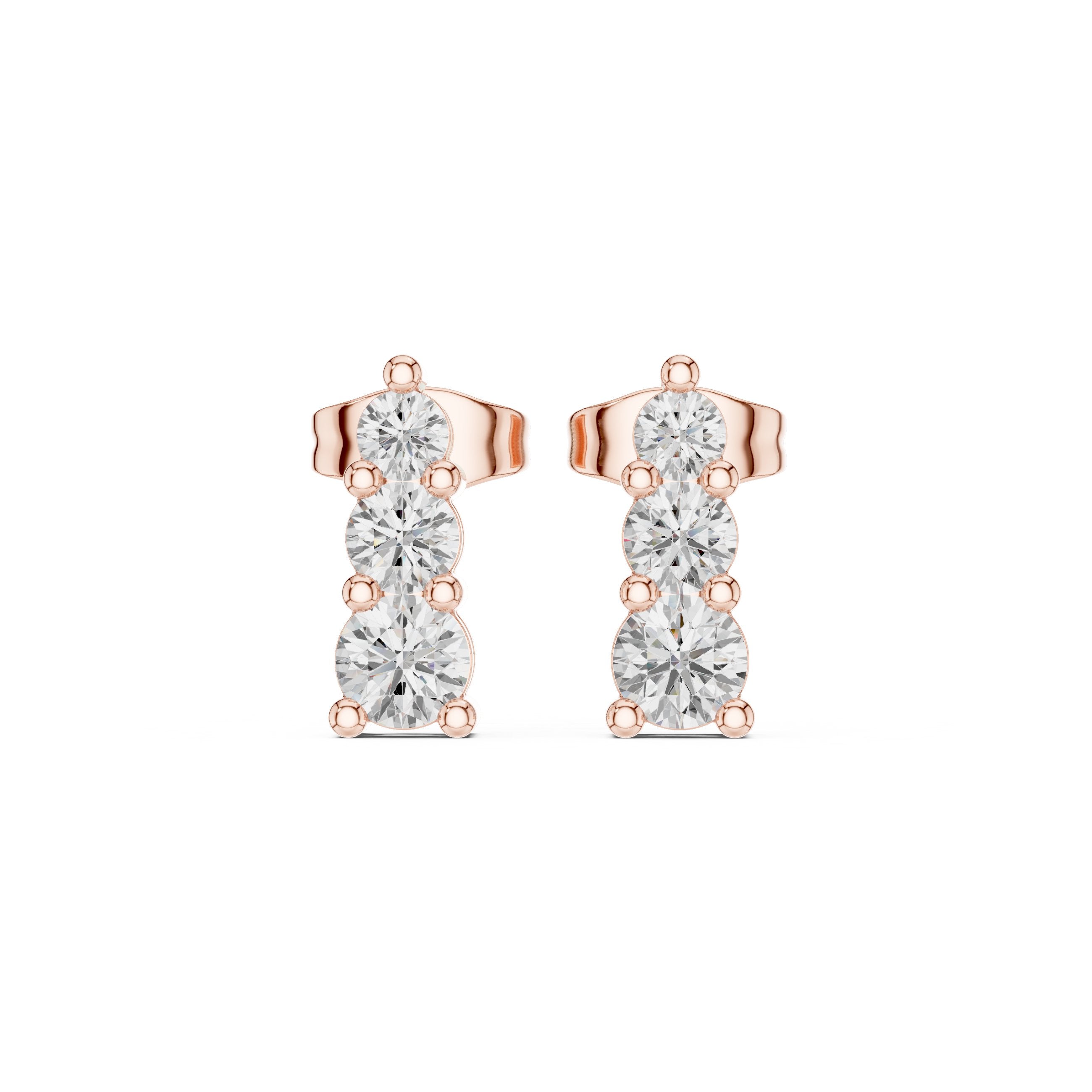 Cushion Braided Halo Diamond Stud Earrings in Rose Gold - VYKA Diamonds