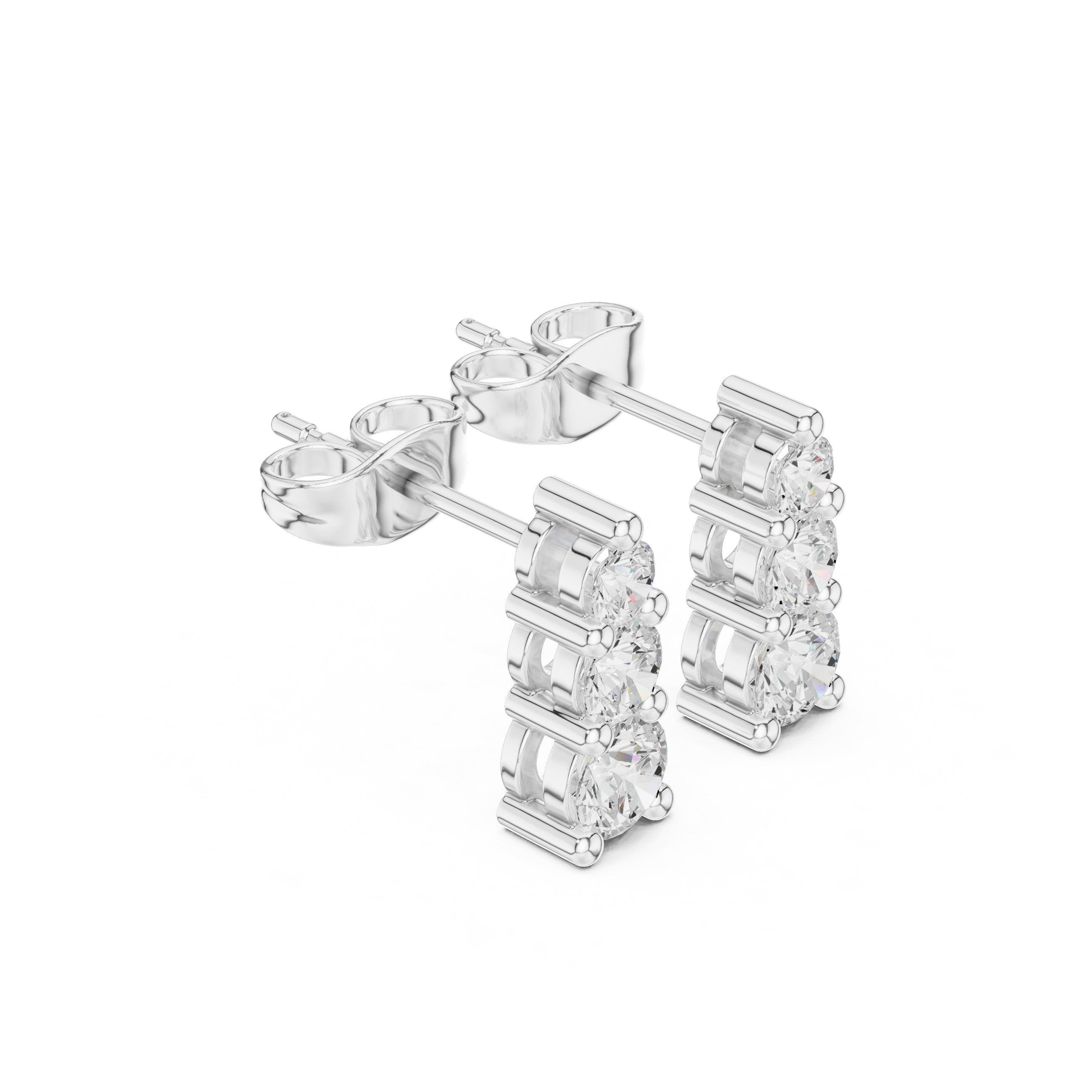 Cushion Braided Halo Diamond Stud Earrings in White Gold - VYKA Diamonds