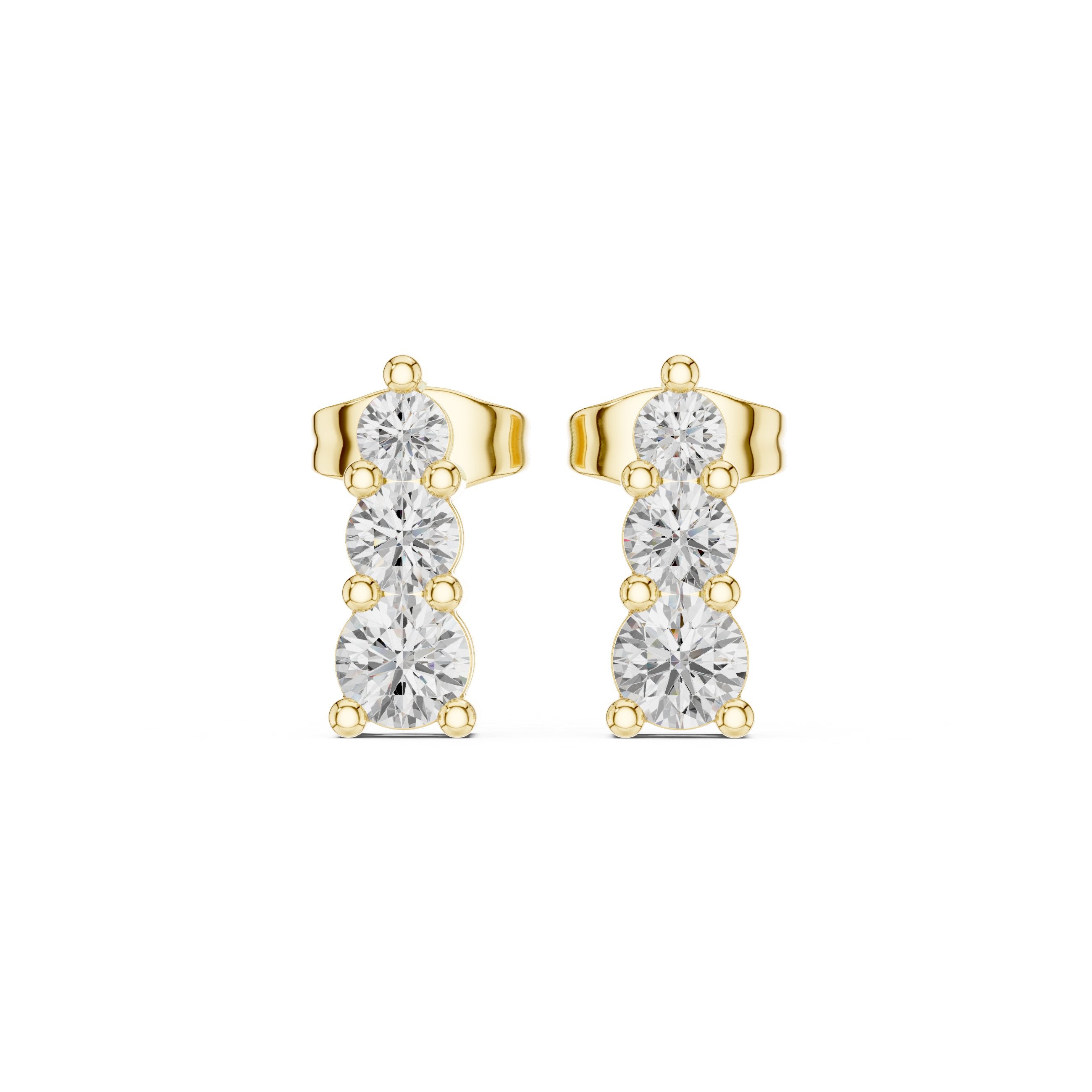 Cushion Braided Halo Diamond Stud Earrings in Yellow Gold - VYKA Diamonds