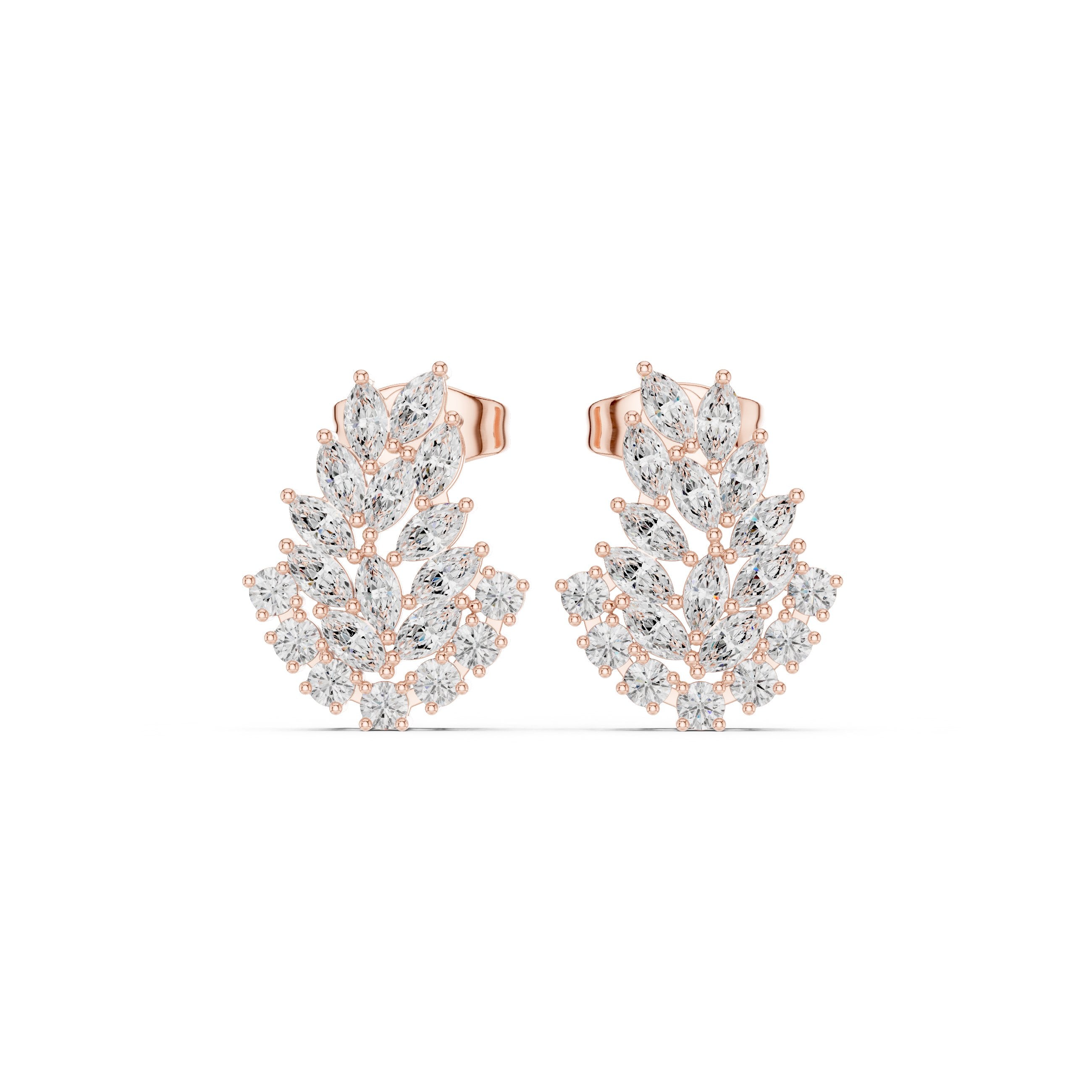 Radiant Braided Halo Diamond Stud Earrings in Rose Gold - VYKA Diamonds