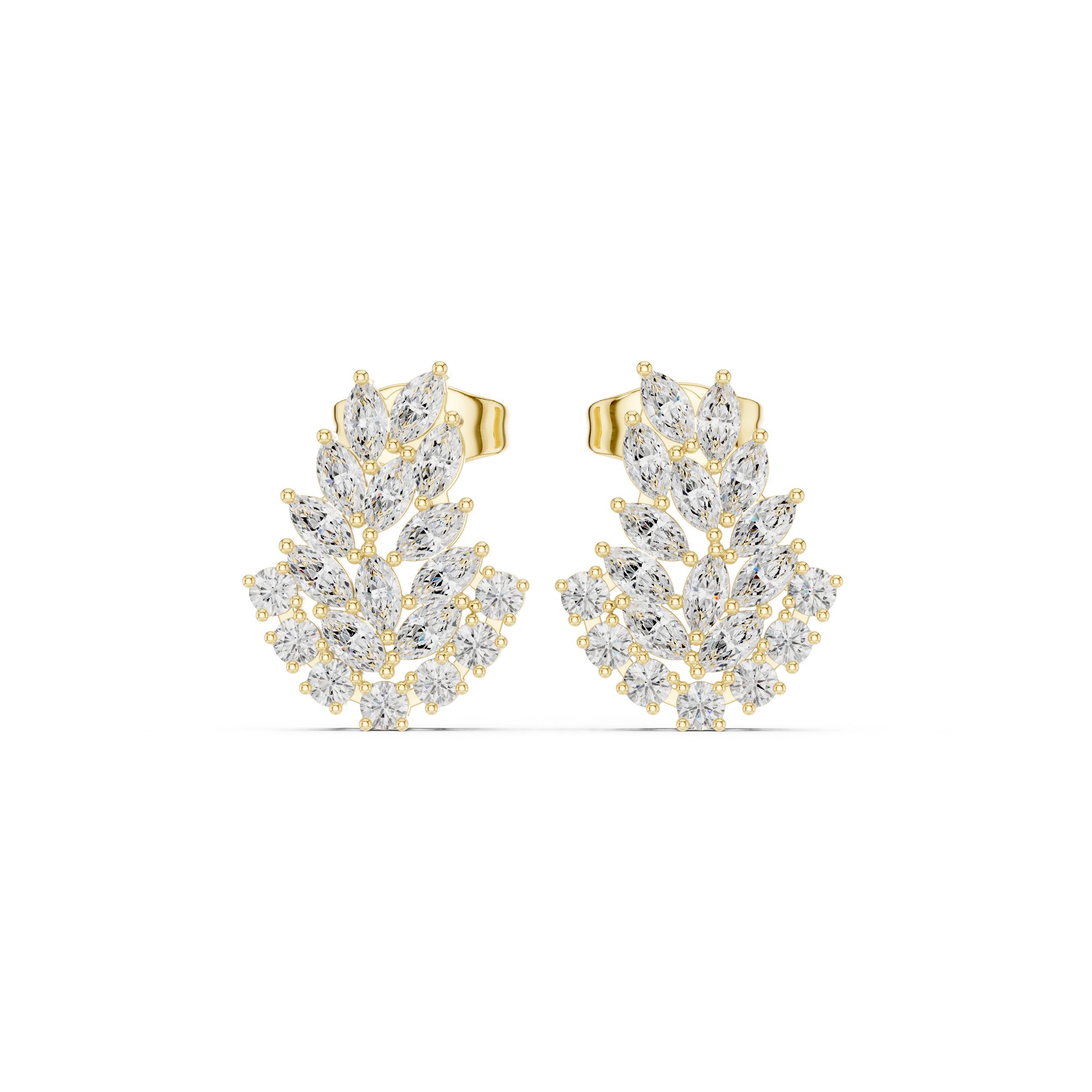Radiant Braided Halo Diamond Stud Earrings in Yellow Gold - VYKA Diamonds