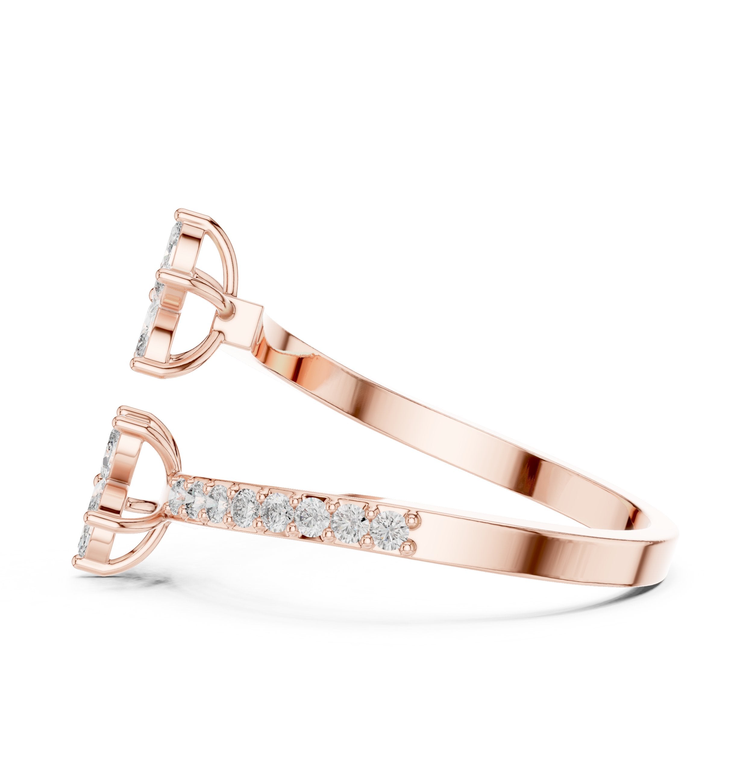 Double Flower Bypass Diamond Ring in Rose Gold - VYKA Diamonds