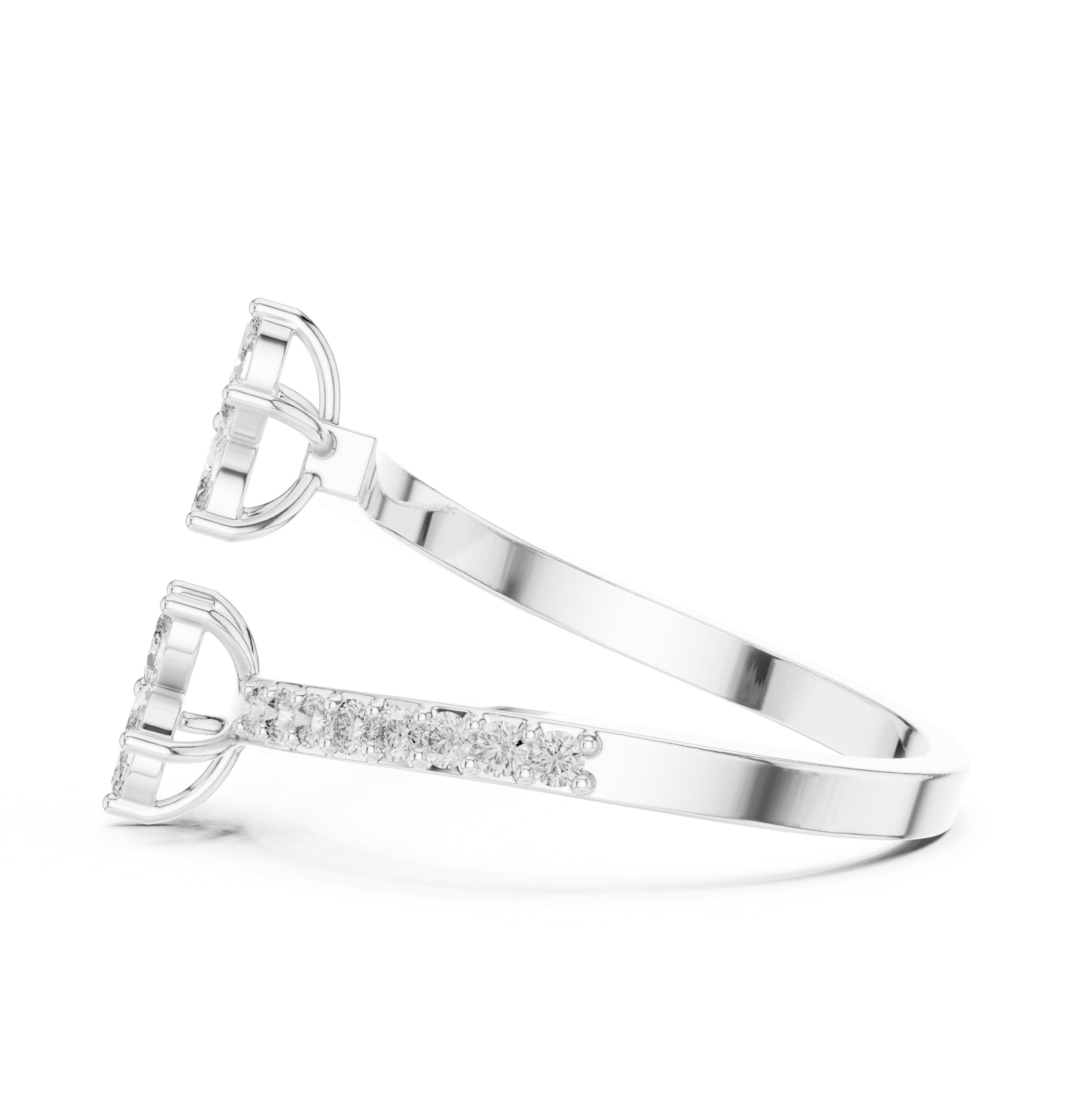 Double Flower Bypass Diamond Ring in White Gold - VYKA Diamonds