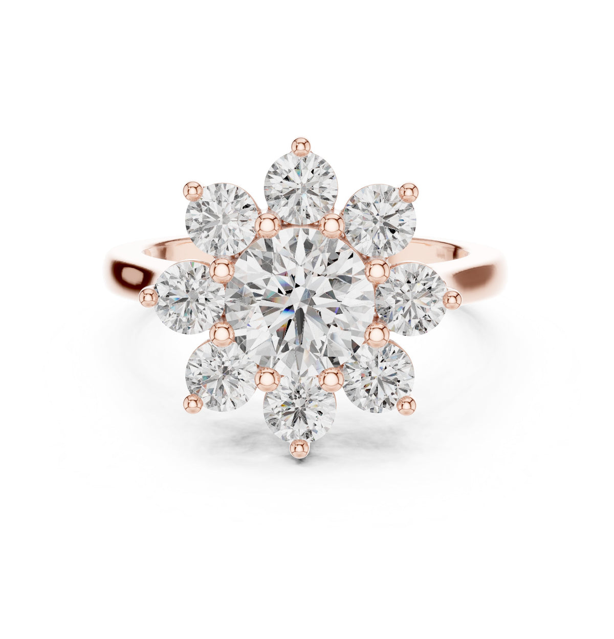 Round Diamond Star Halo Engagement Ring