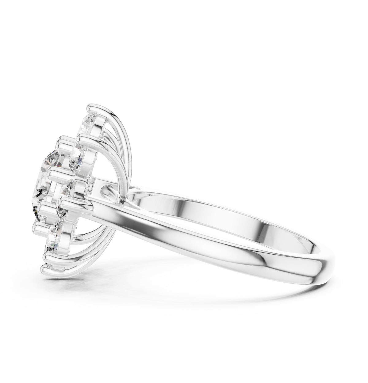 Round Diamond Star Halo Engagement Ring
