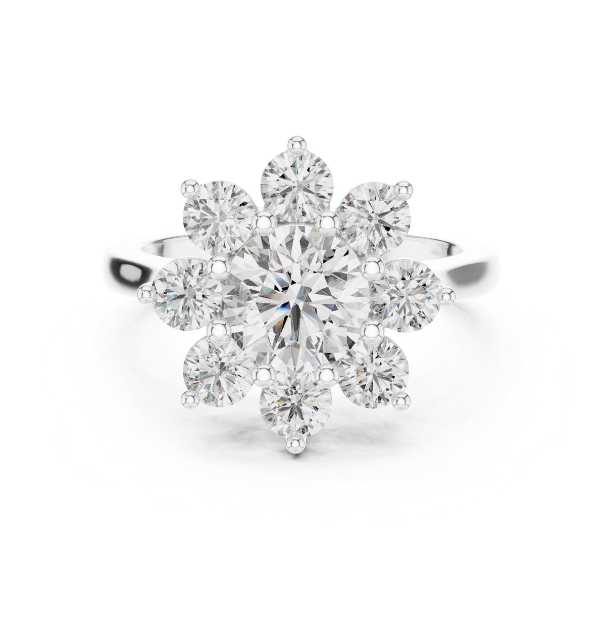 Round Diamond Star Halo Engagement Ring