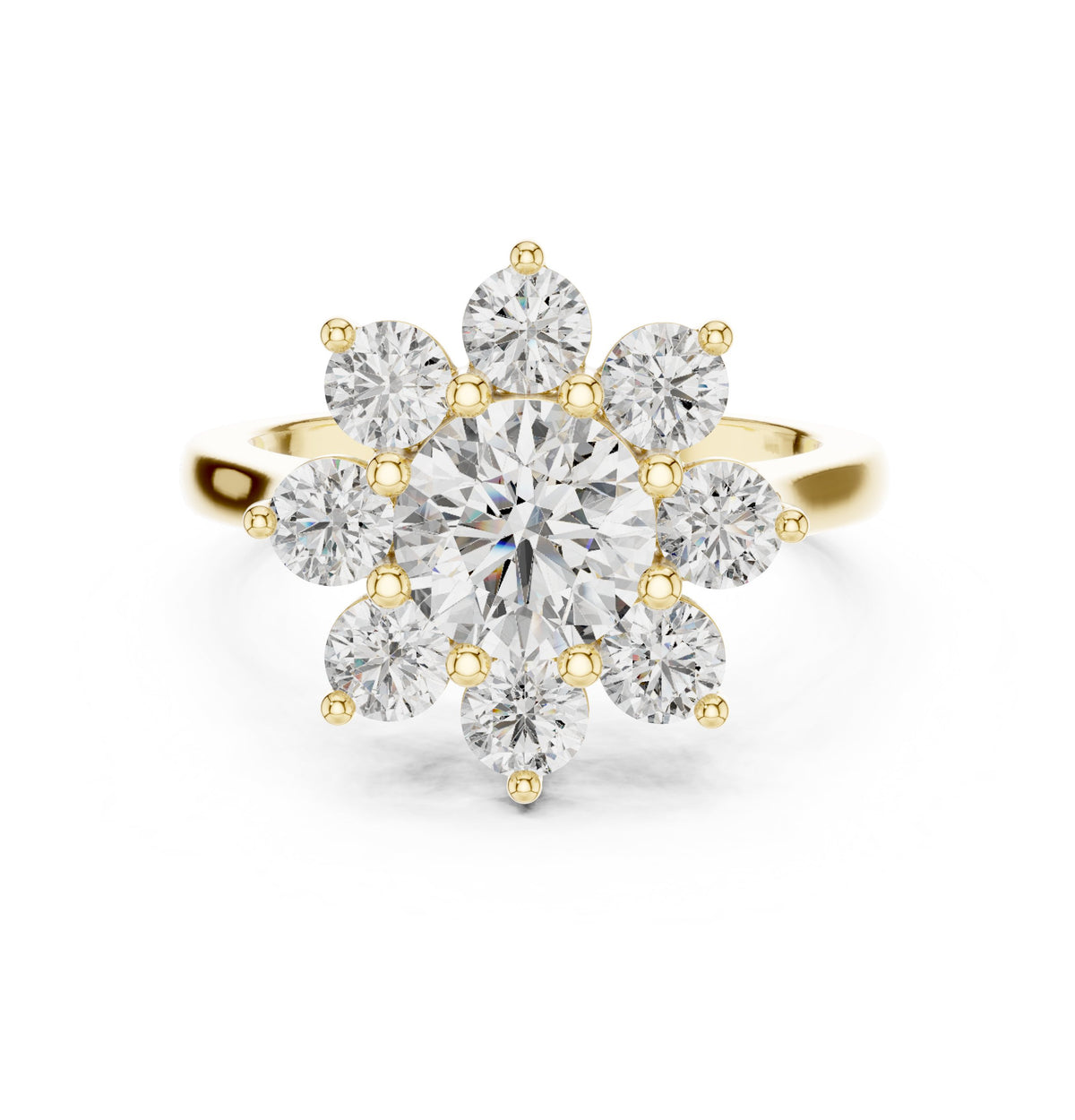 Round Diamond Star Halo Engagement Ring