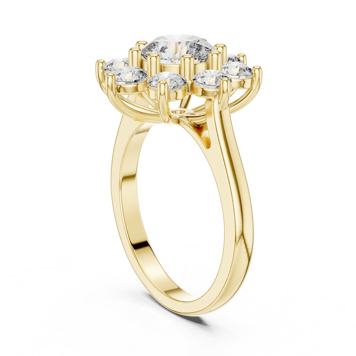 Round Diamond Star Halo Engagement Ring