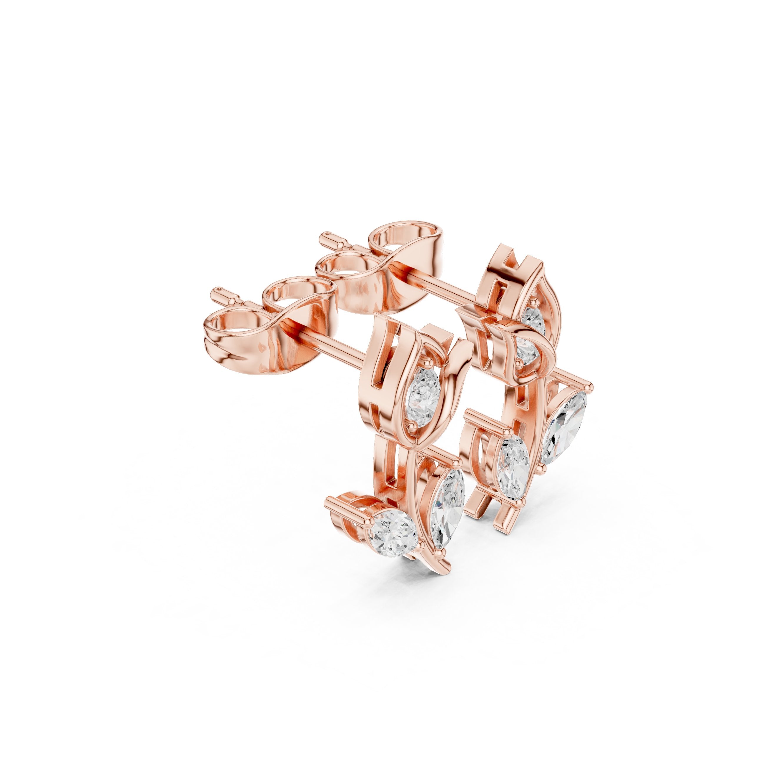 Radiant Pendant Diamond Drop Earrings in Rose Gold - VYKA Diamonds