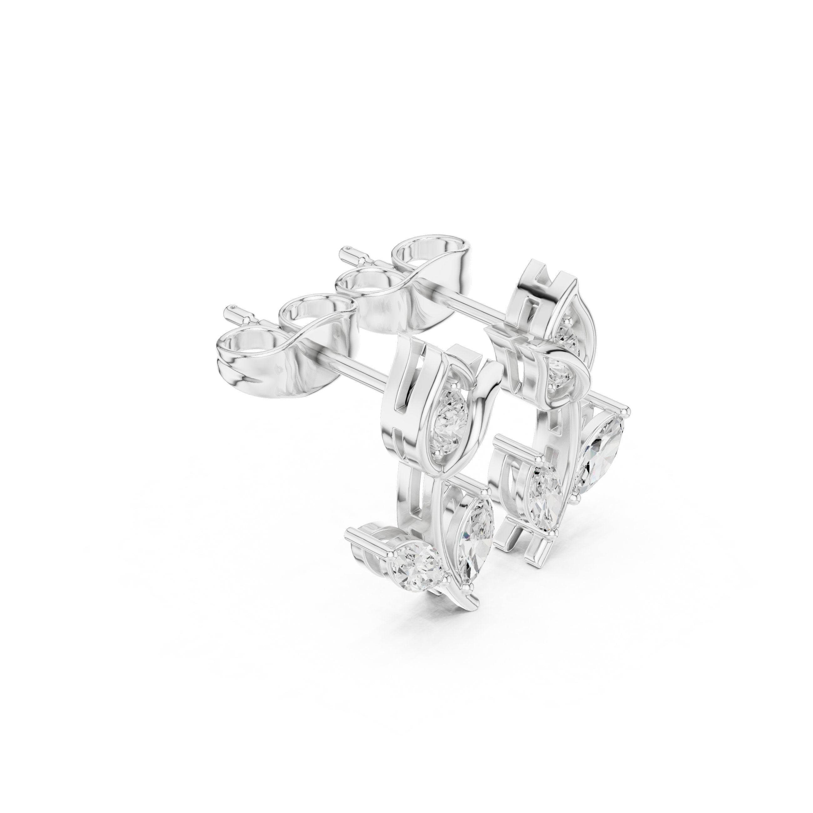 Radiant Pendant Diamond Drop Earrings in White Gold - VYKA Diamonds