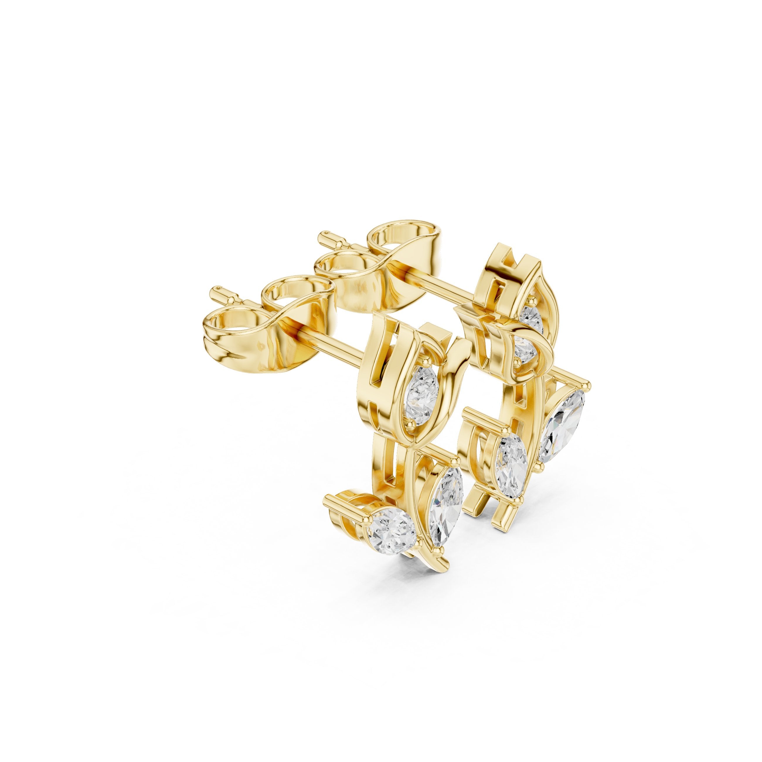 Radiant Pendant Diamond Drop Earrings in Yellow Gold - VYKA Diamonds