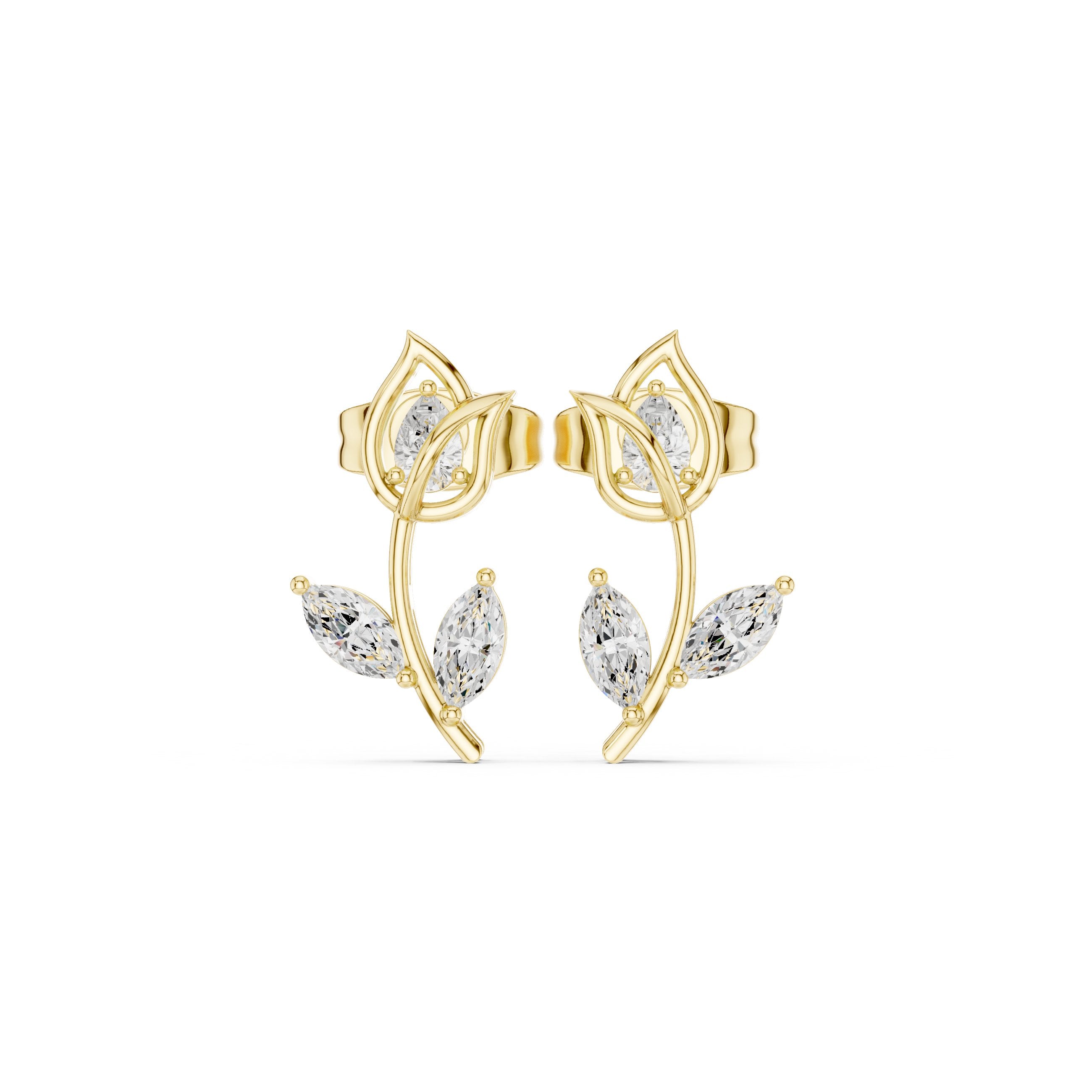 Radiant Pendant Diamond Drop Earrings in Yellow Gold - VYKA Diamonds