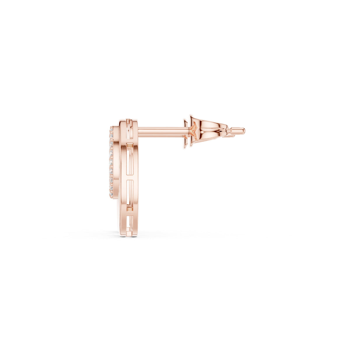 Oval Pave Disc Frame Diamond Stud Earrings