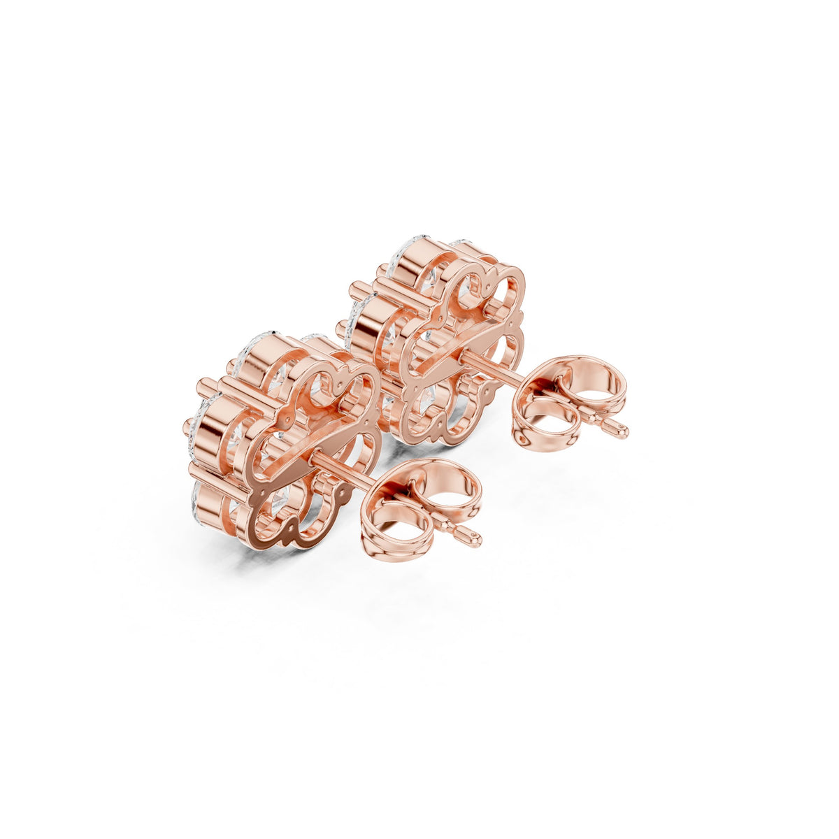 Large Seven Stone Flower Diamond Stud Earrings