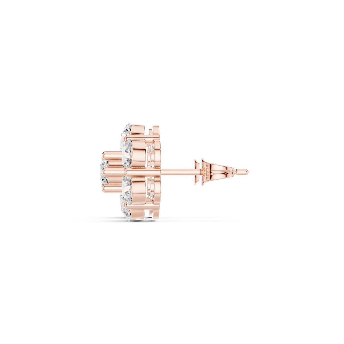 Large Seven Stone Flower Diamond Stud Earrings