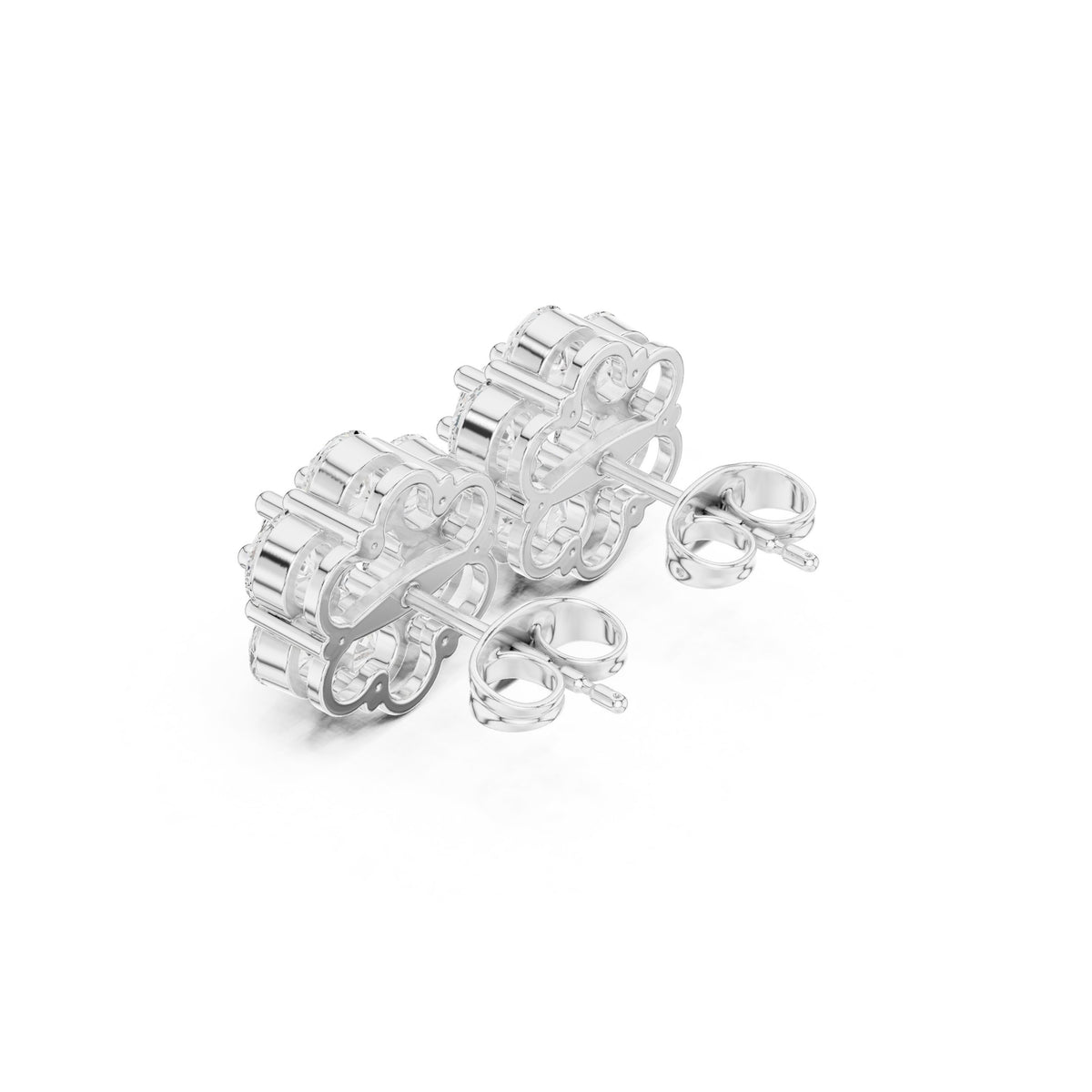 Large Seven Stone Flower Diamond Stud Earrings