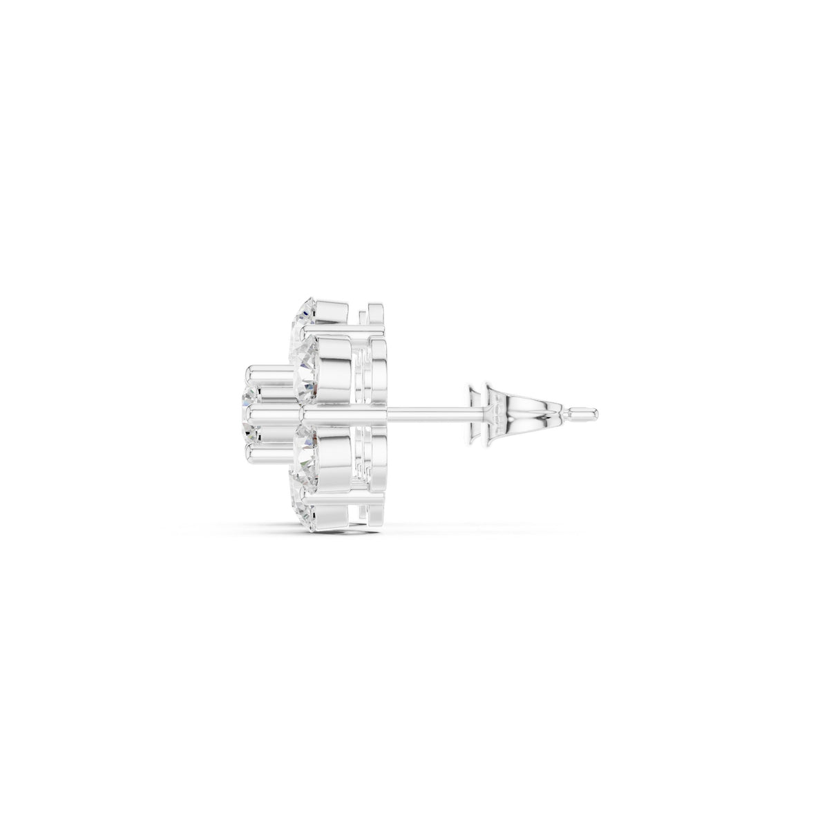 Large Seven Stone Flower Diamond Stud Earrings