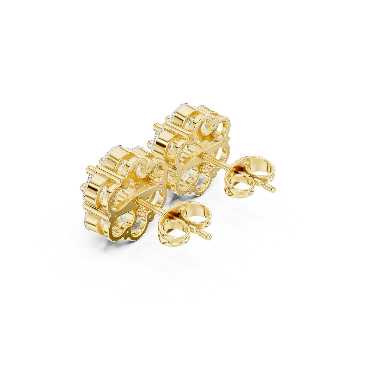 Large Seven Stone Flower Diamond Stud Earrings