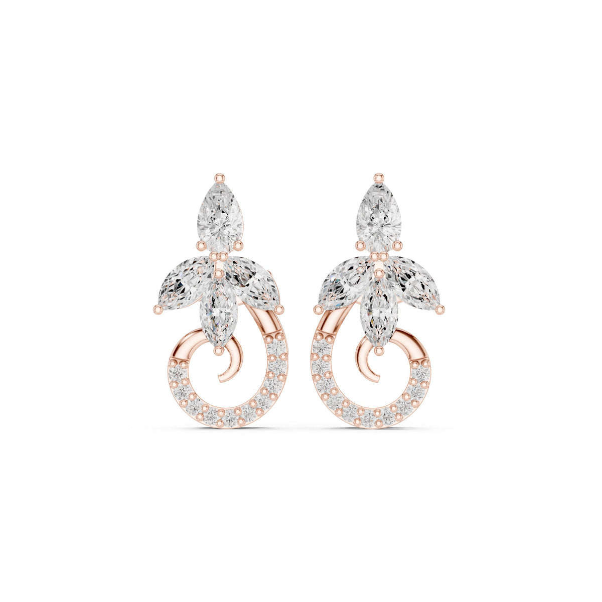 Emerald Cluster Halo Diamond Stud Earrings