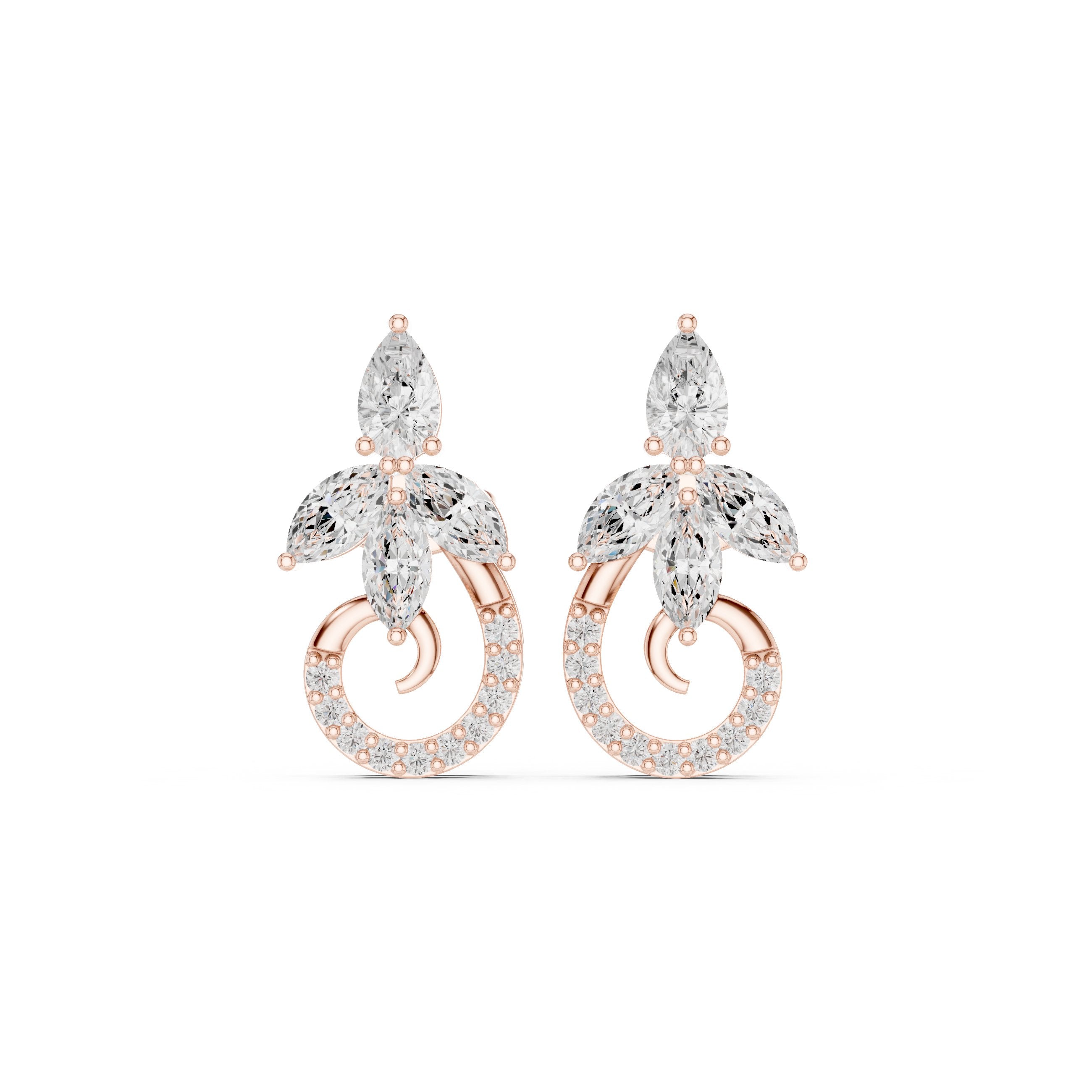 حلقان مرصعة بالزمرد على شكل هالو من الألماس in Rose Gold - VYKA Diamonds