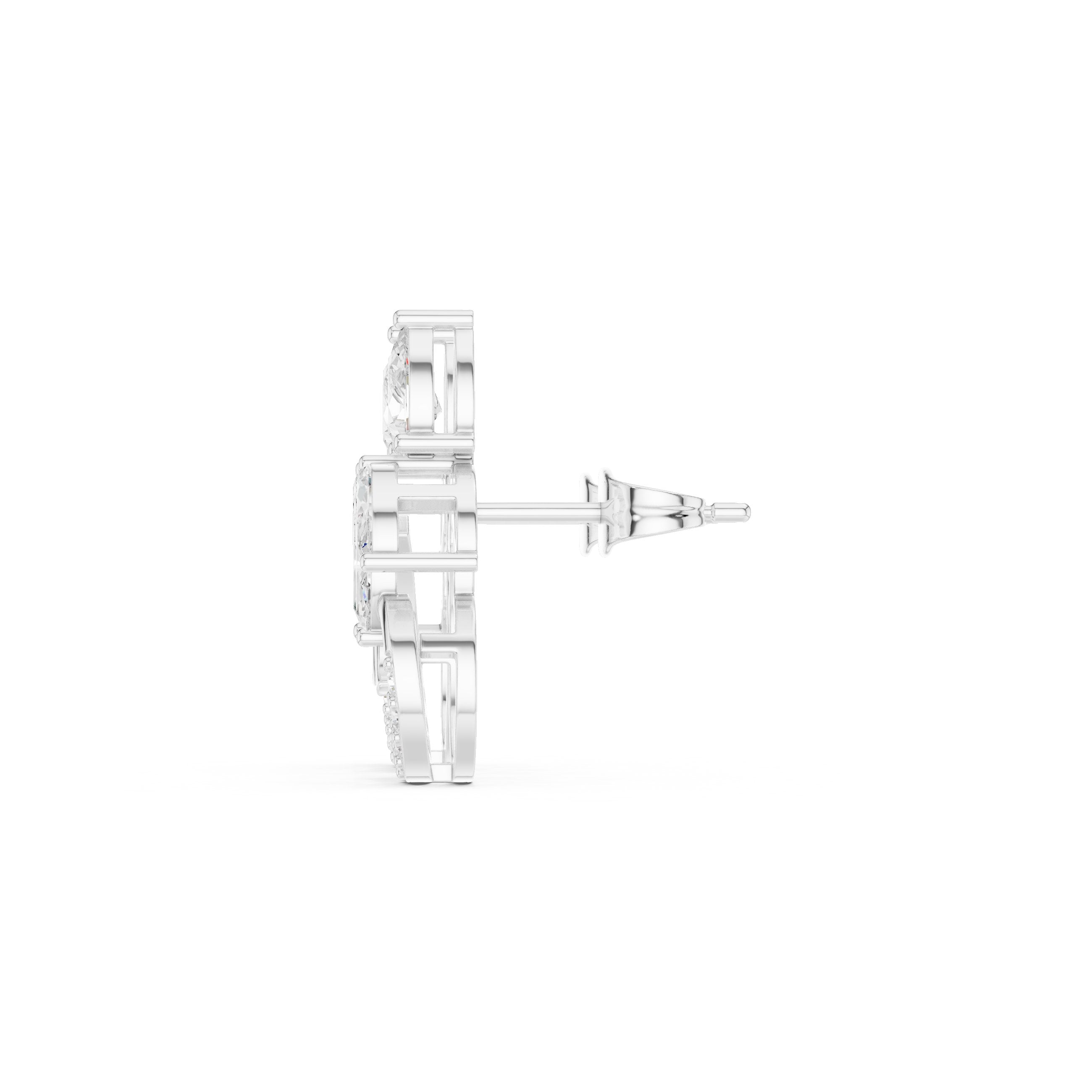 حلقان مرصعة بالزمرد على شكل هالو من الألماس in White Gold - VYKA Diamonds