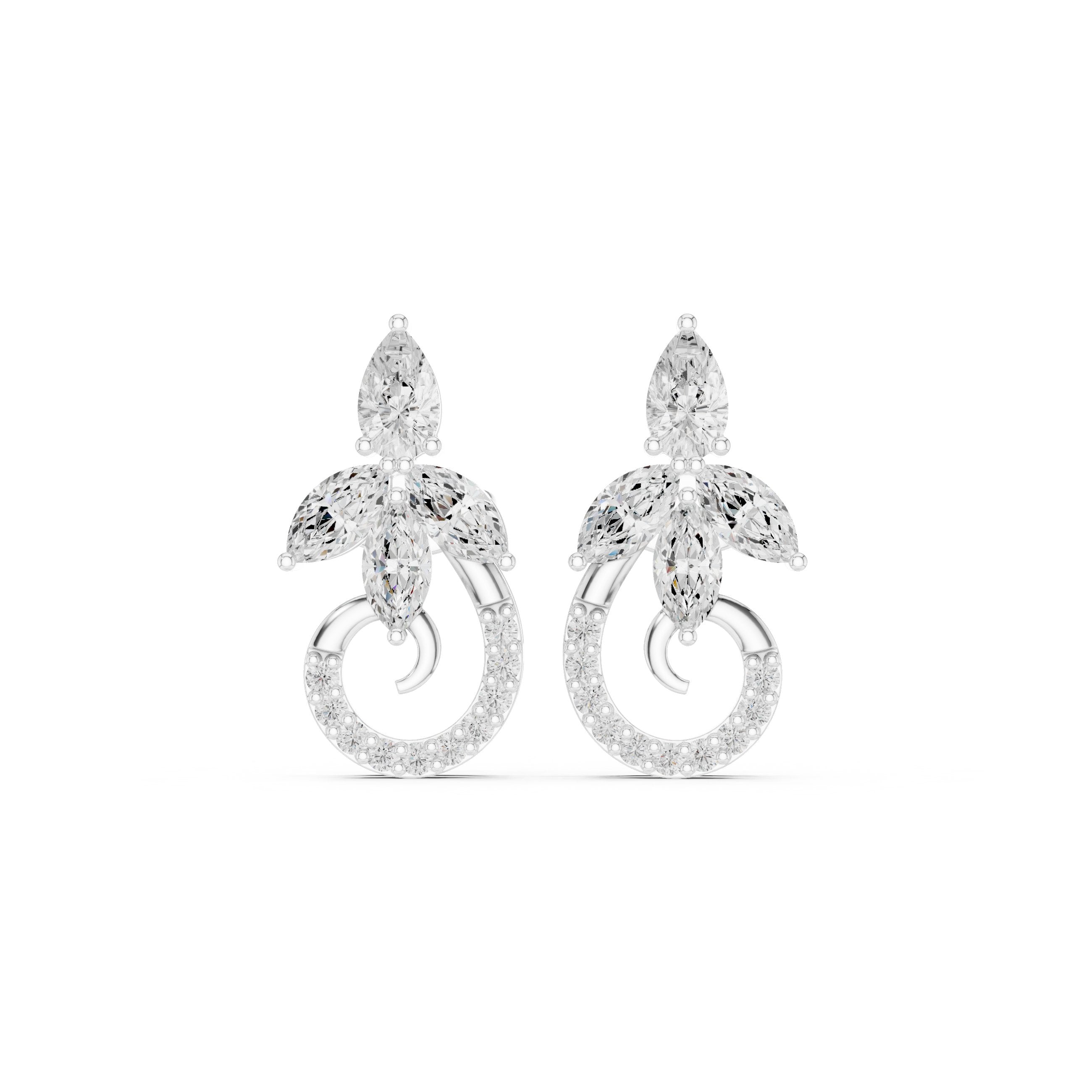 حلقان مرصعة بالزمرد على شكل هالو من الألماس in White Gold - VYKA Diamonds