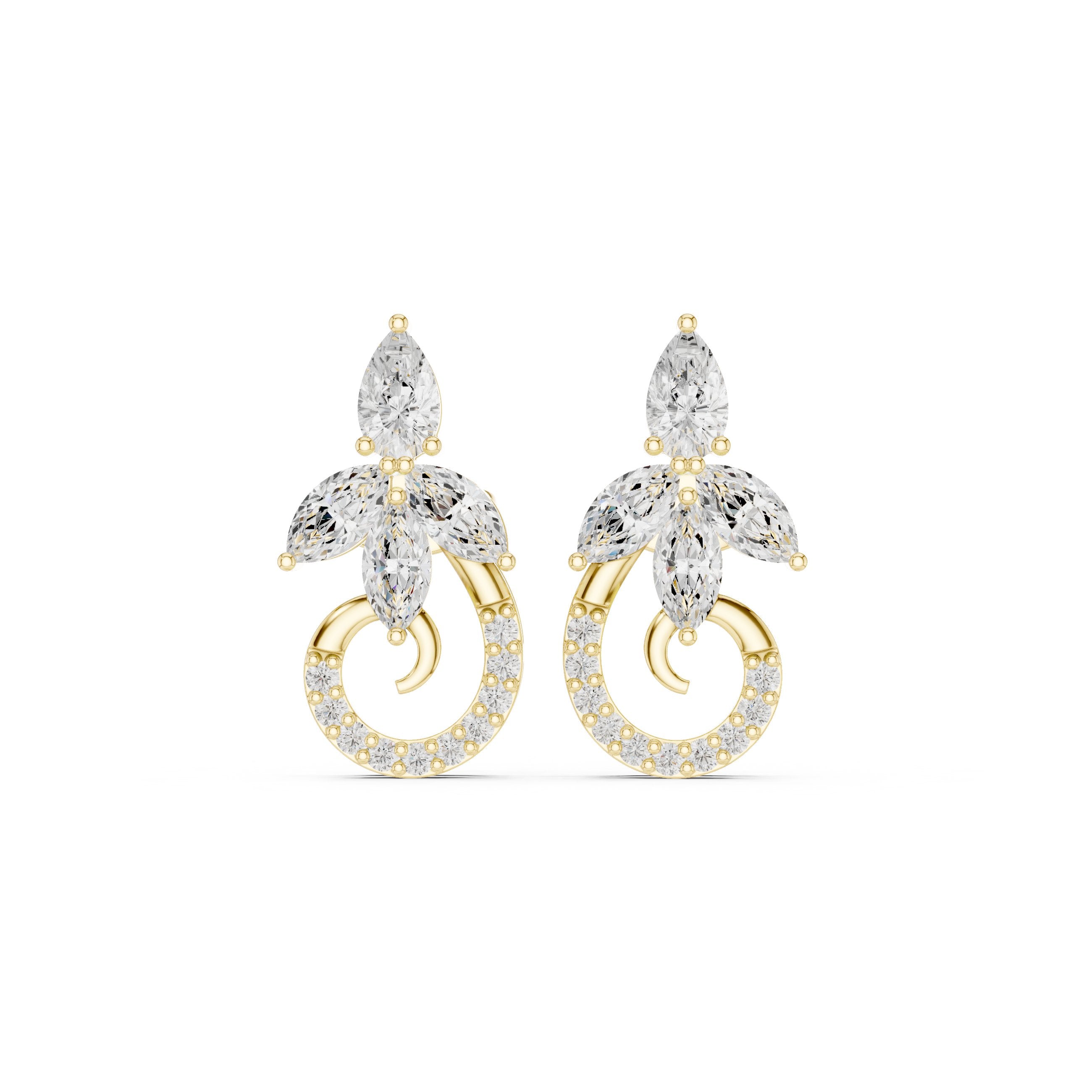 حلقان مرصعة بالزمرد على شكل هالو من الألماس in Yellow Gold - VYKA Diamonds