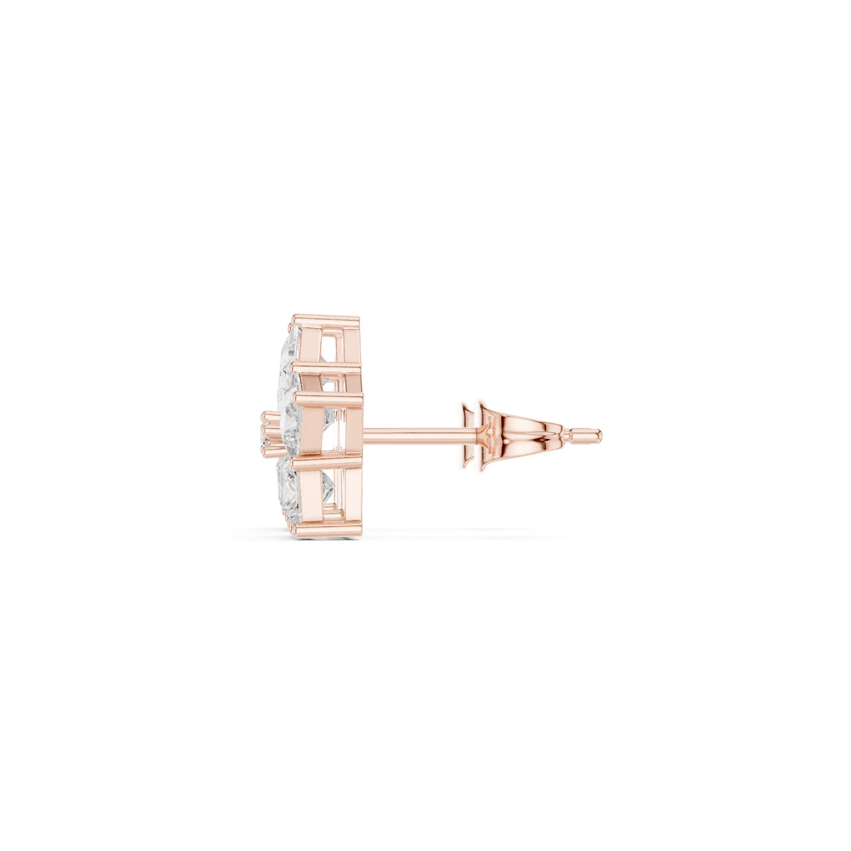 Princess Star Cluster Diamond Stud Earrings in Rose Gold - VYKA Diamonds