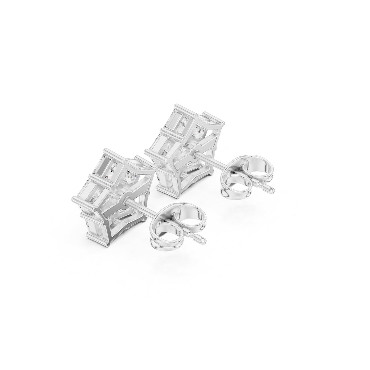 Princess Star Cluster Diamond Stud Earrings